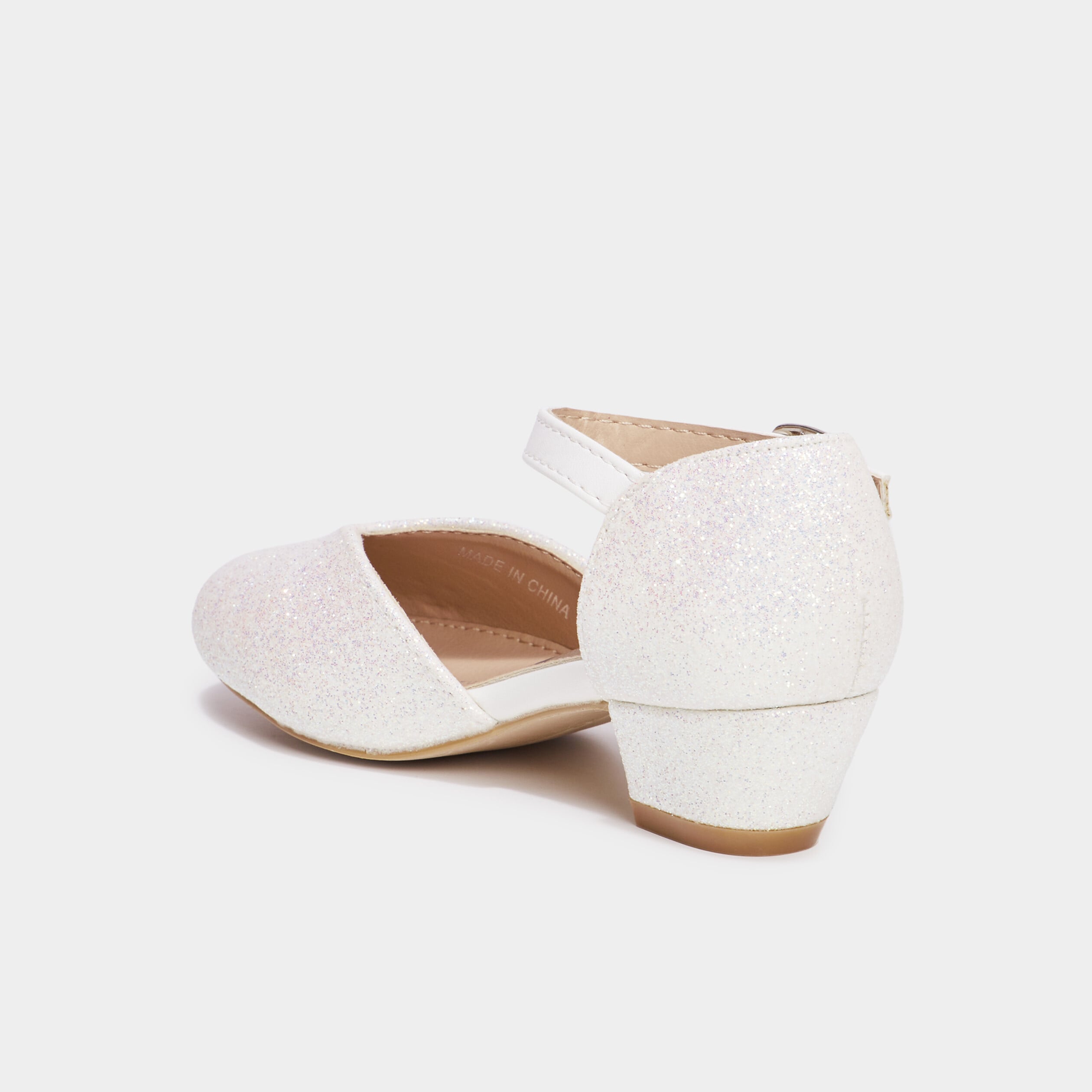 Babies c&eacute;r&eacute;monie &agrave; talons paillettes blanc fille