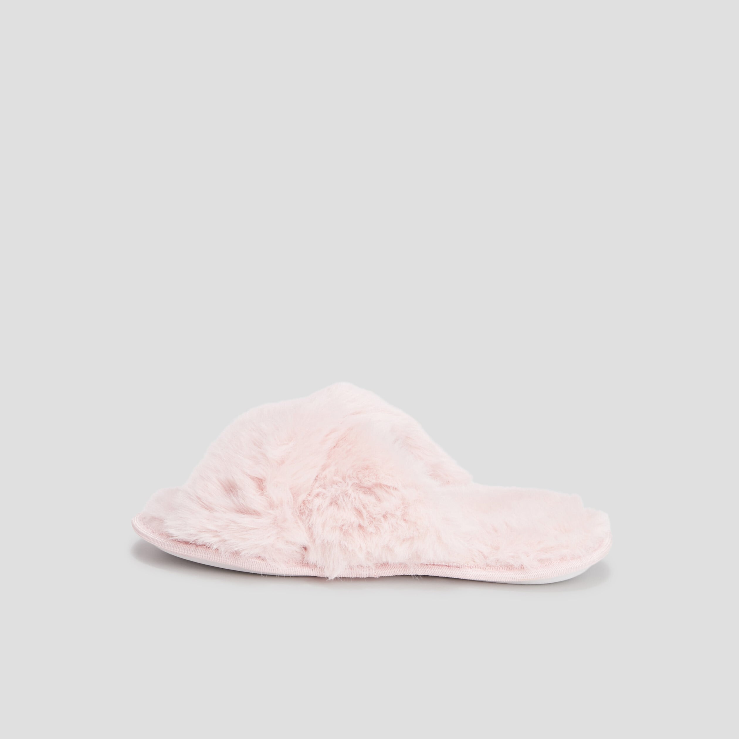 Chaussons mules fausse fourrure rose femme