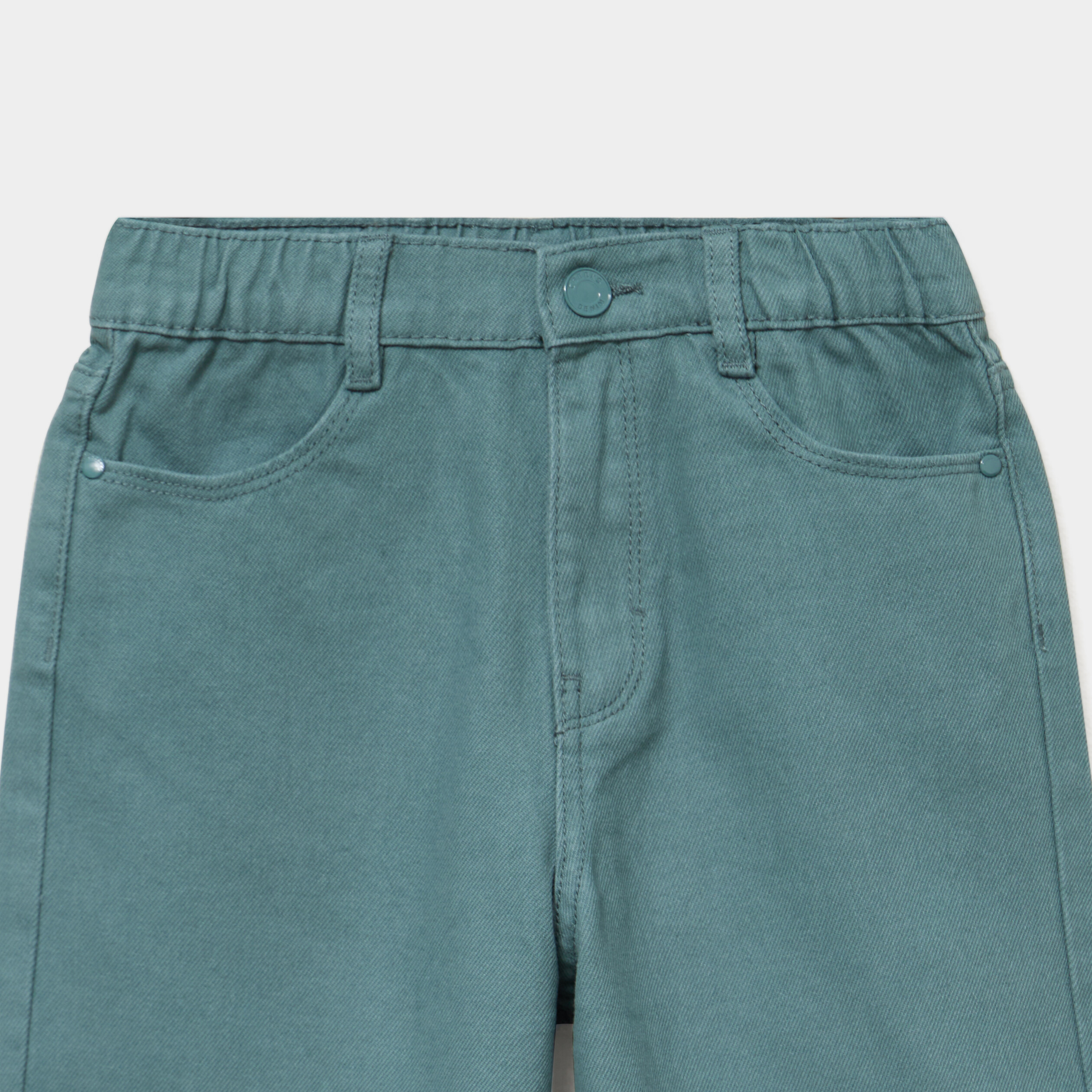 Pantalon large taille &eacute;lastiqu&eacute;e coton vert fonc&eacute; fille