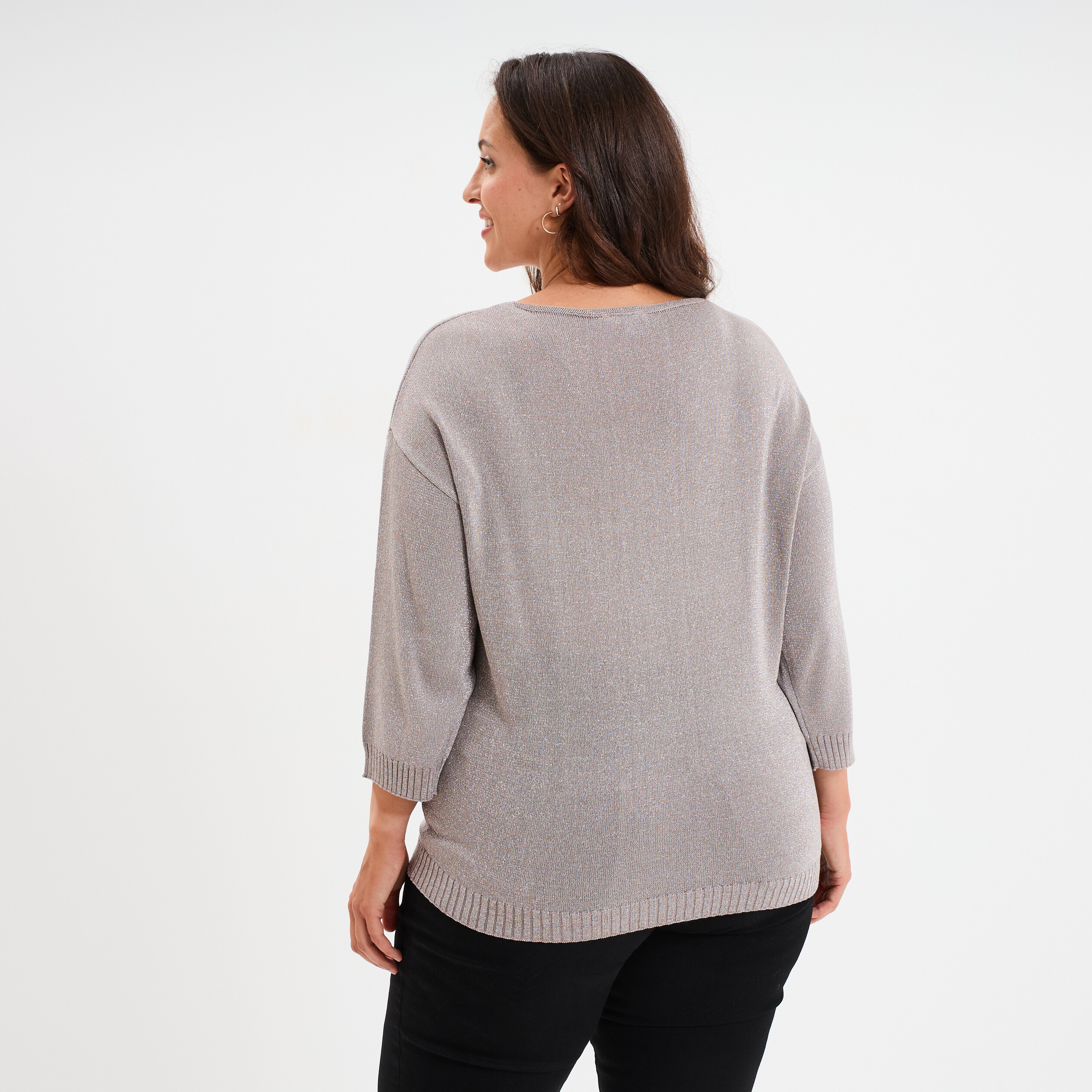 pull manches 34 chauve souris sable femmegt Pull manches 3/4 chauve-souris sable femme grande taille