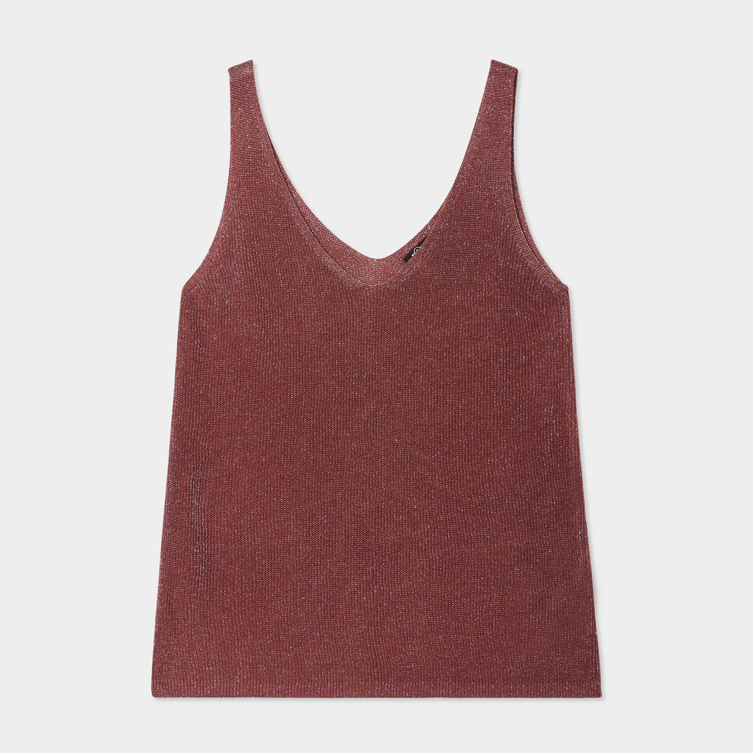 debardeur maille col en v marron cognac femme Débardeur maille col en V marron cognac femme
