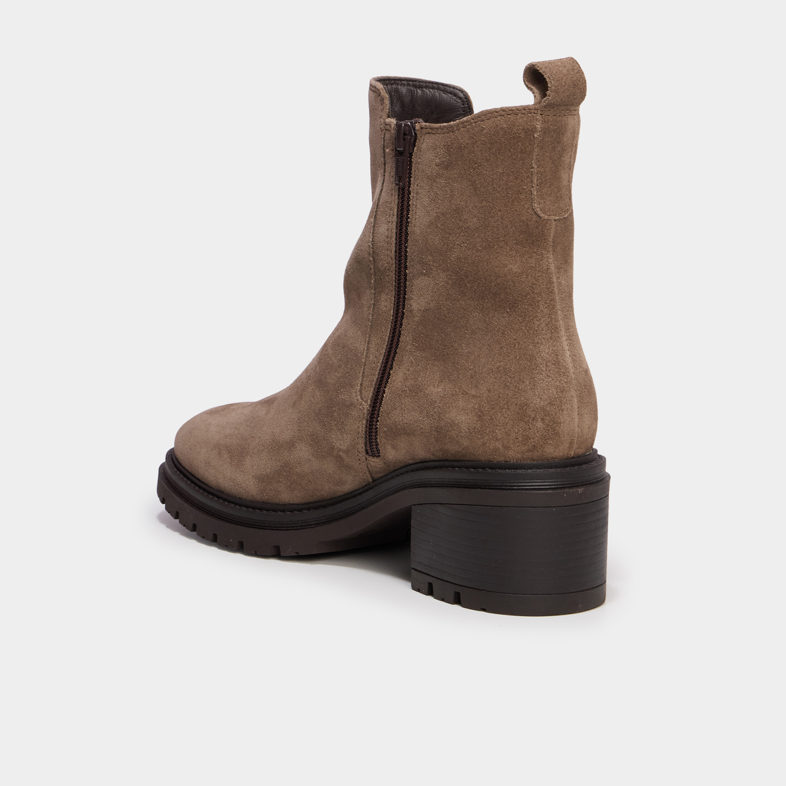 Boots chelsea en cuir &agrave; talons sable femme