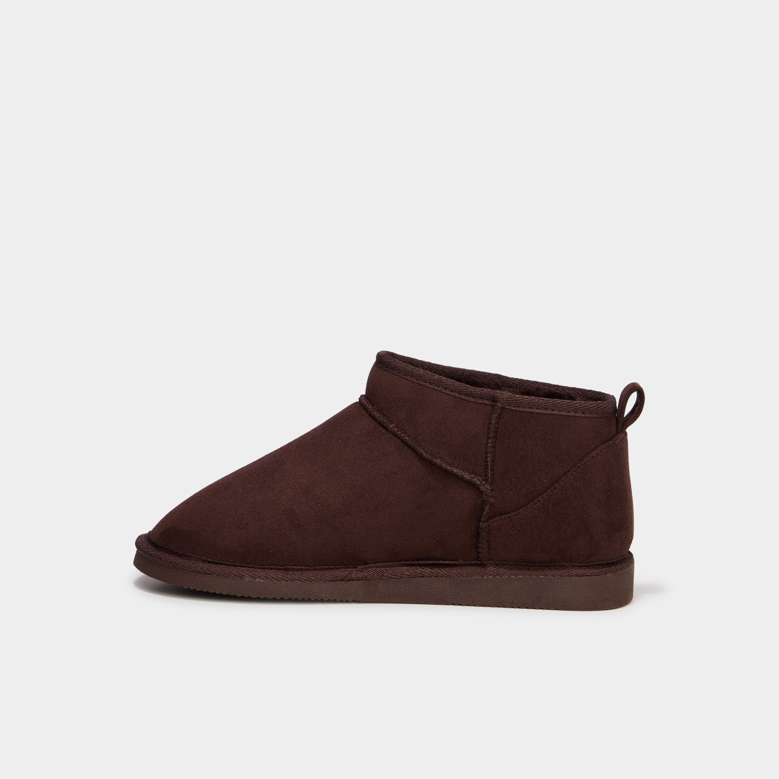 Bottines fourr&eacute;es effet su&eacute;dine marron fonc&eacute; femme