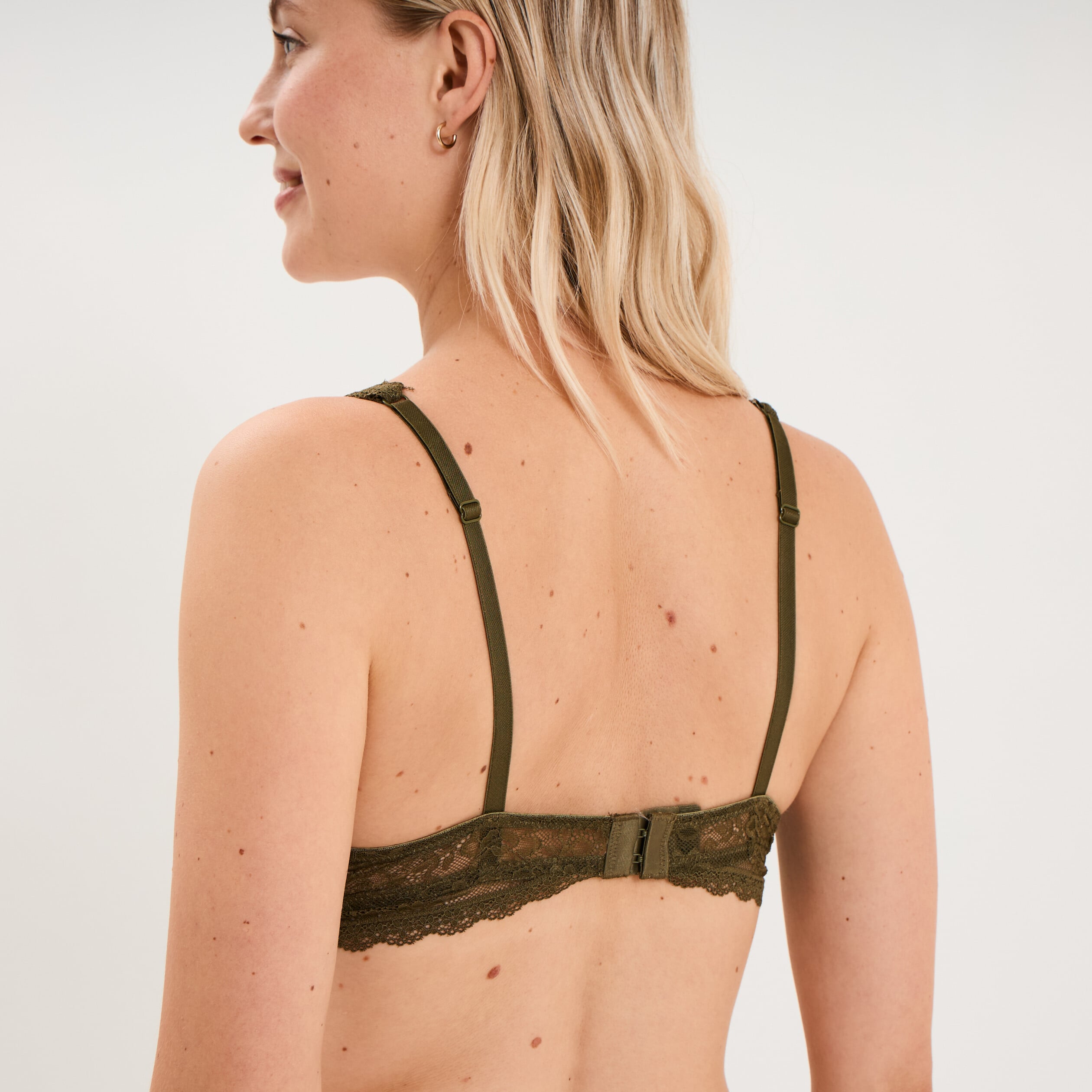 Soutien-gorge triangle dentelle vert kaki femme