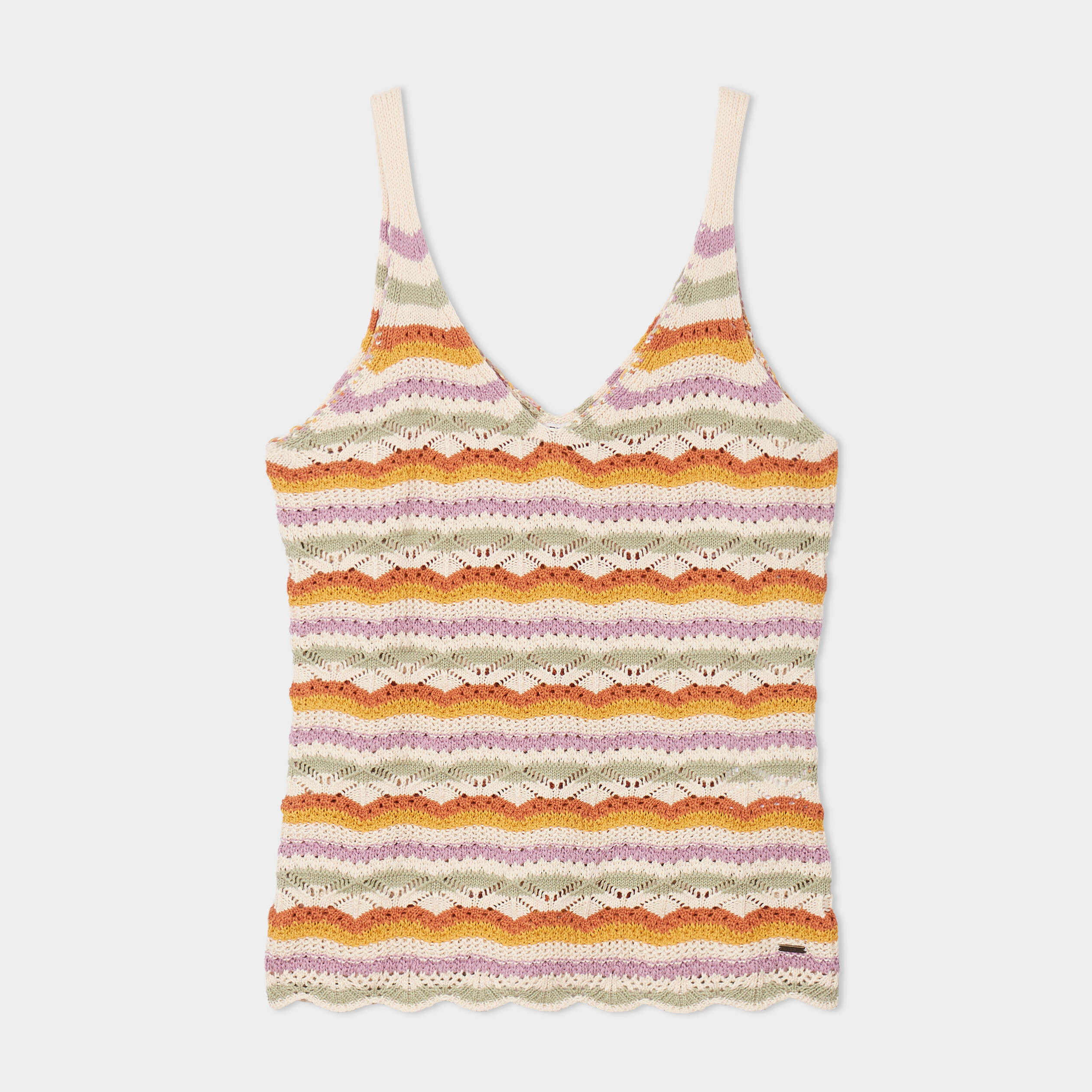 debardeur tricot ajoure col en v blanc femme Débardeur tricot ajouré col en V blanc femme
