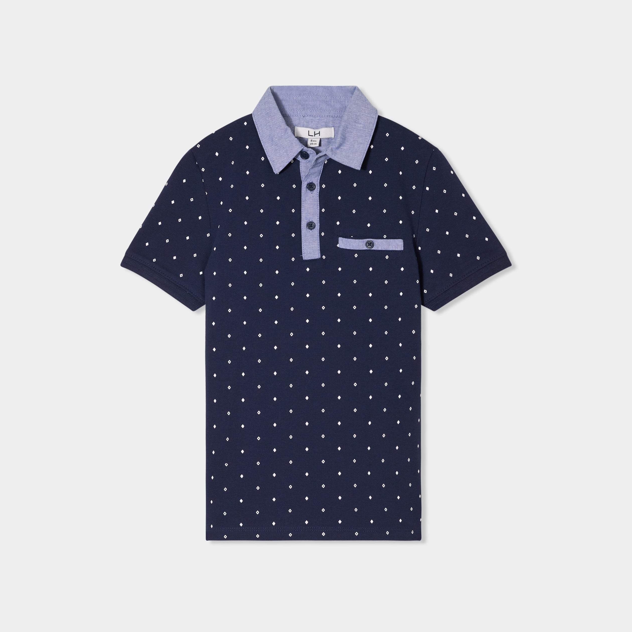 Polo manches courtes 1 poche bleu marine gar&ccedil;on