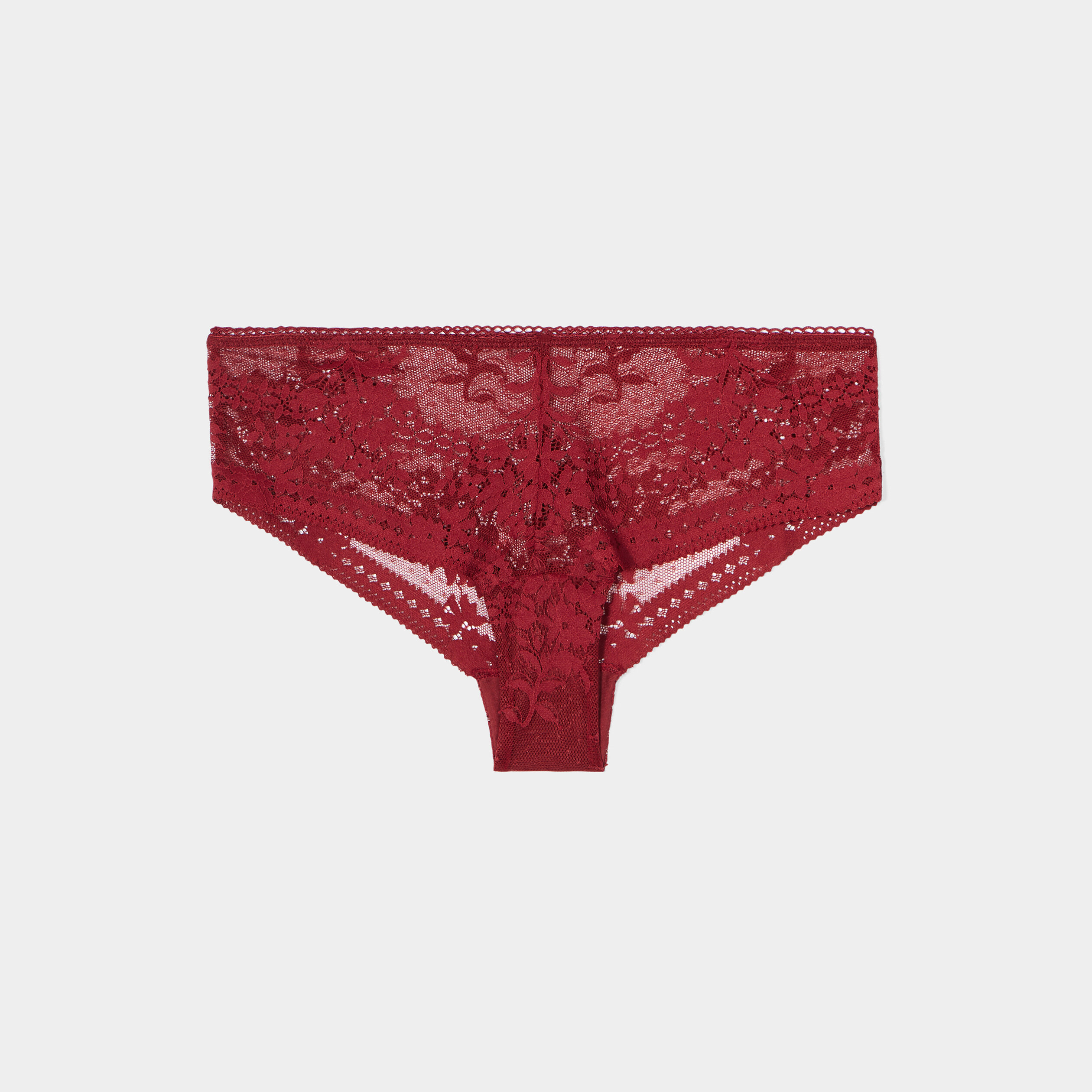 Shorty en dentelle bordeaux femme La Halle