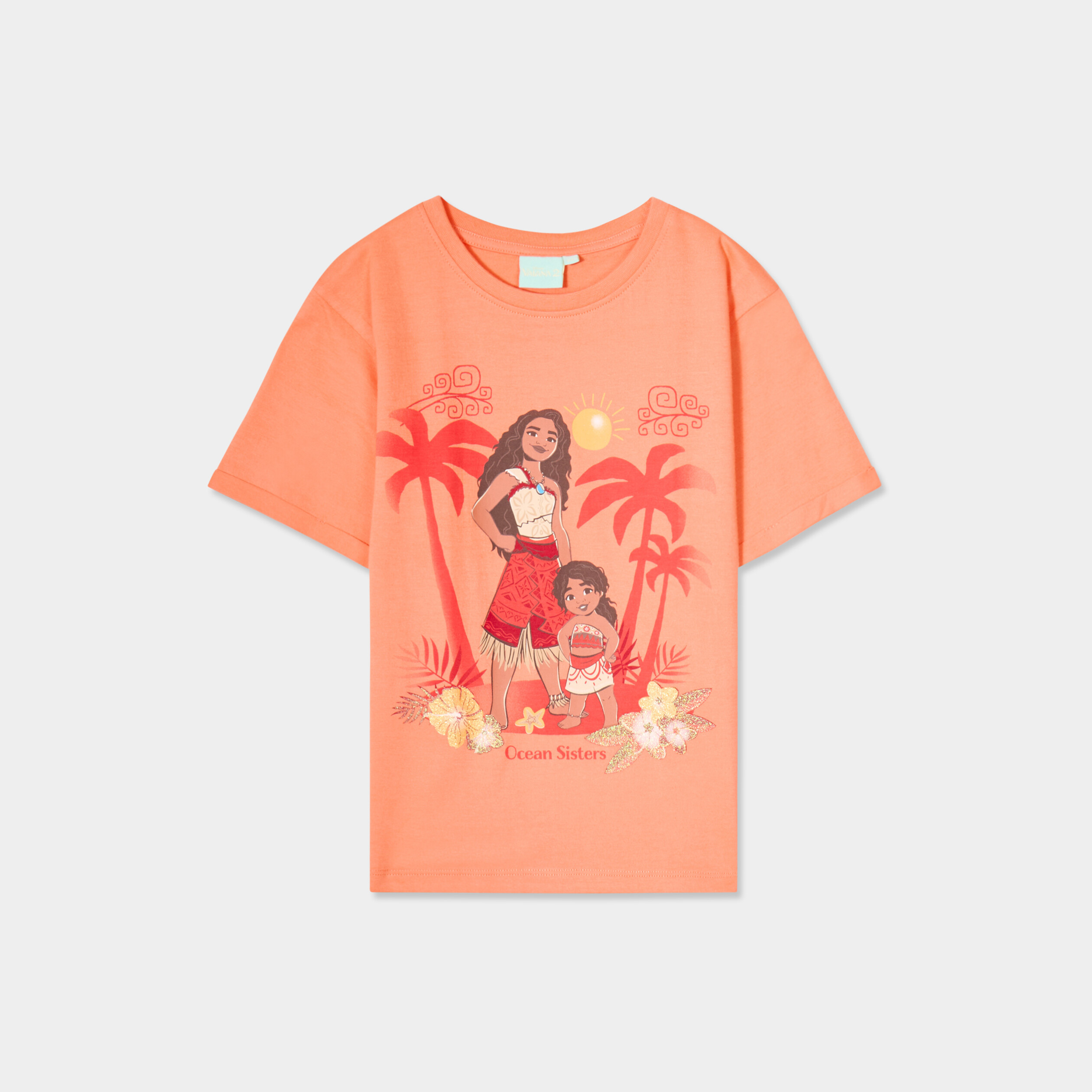 t shirt manches courtes coton vaiana orange clair fille T-shirt manches courtes coton Vaiana orange clair fille