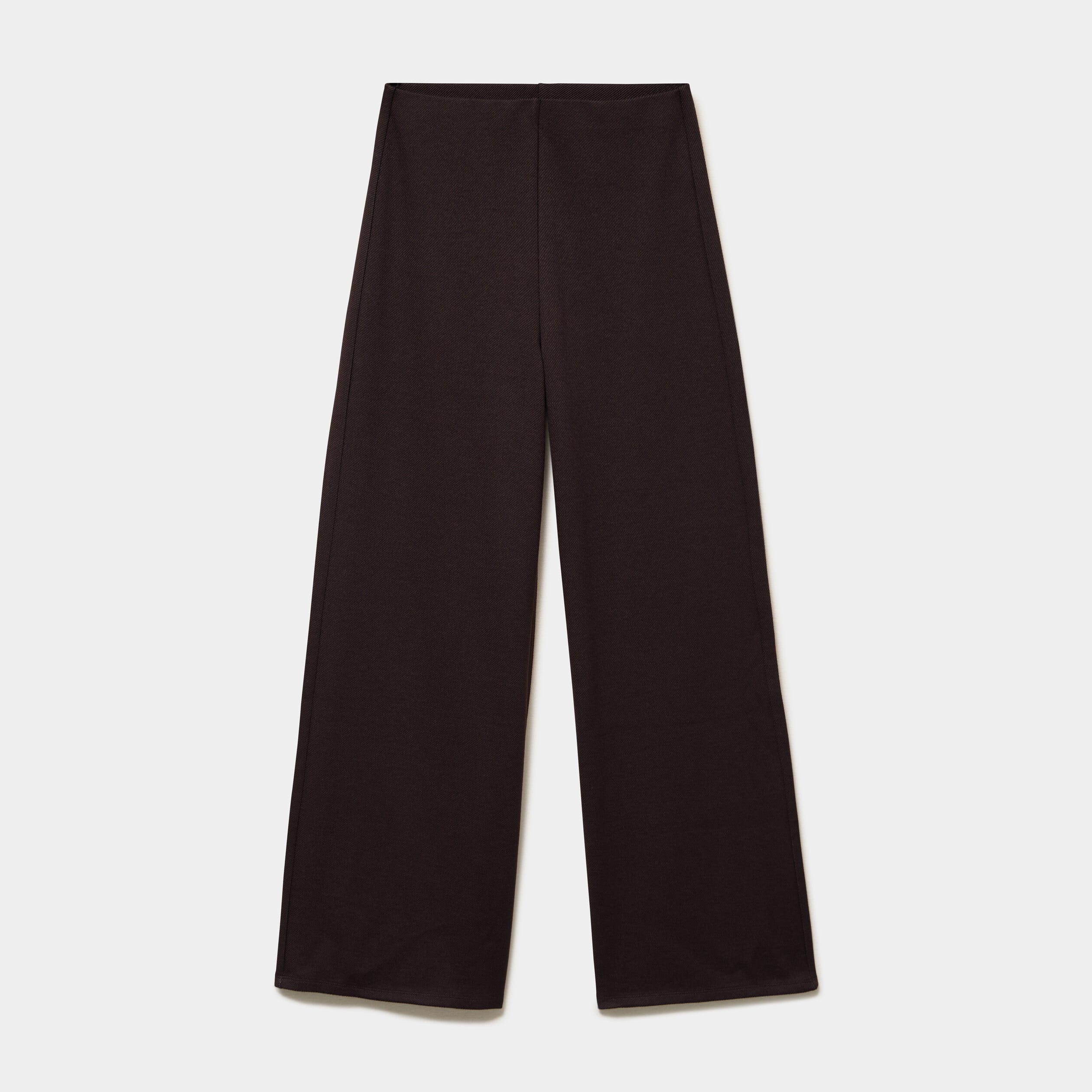 Pantalon large fluide effet cr&ecirc;pe marron fonc&eacute; femme