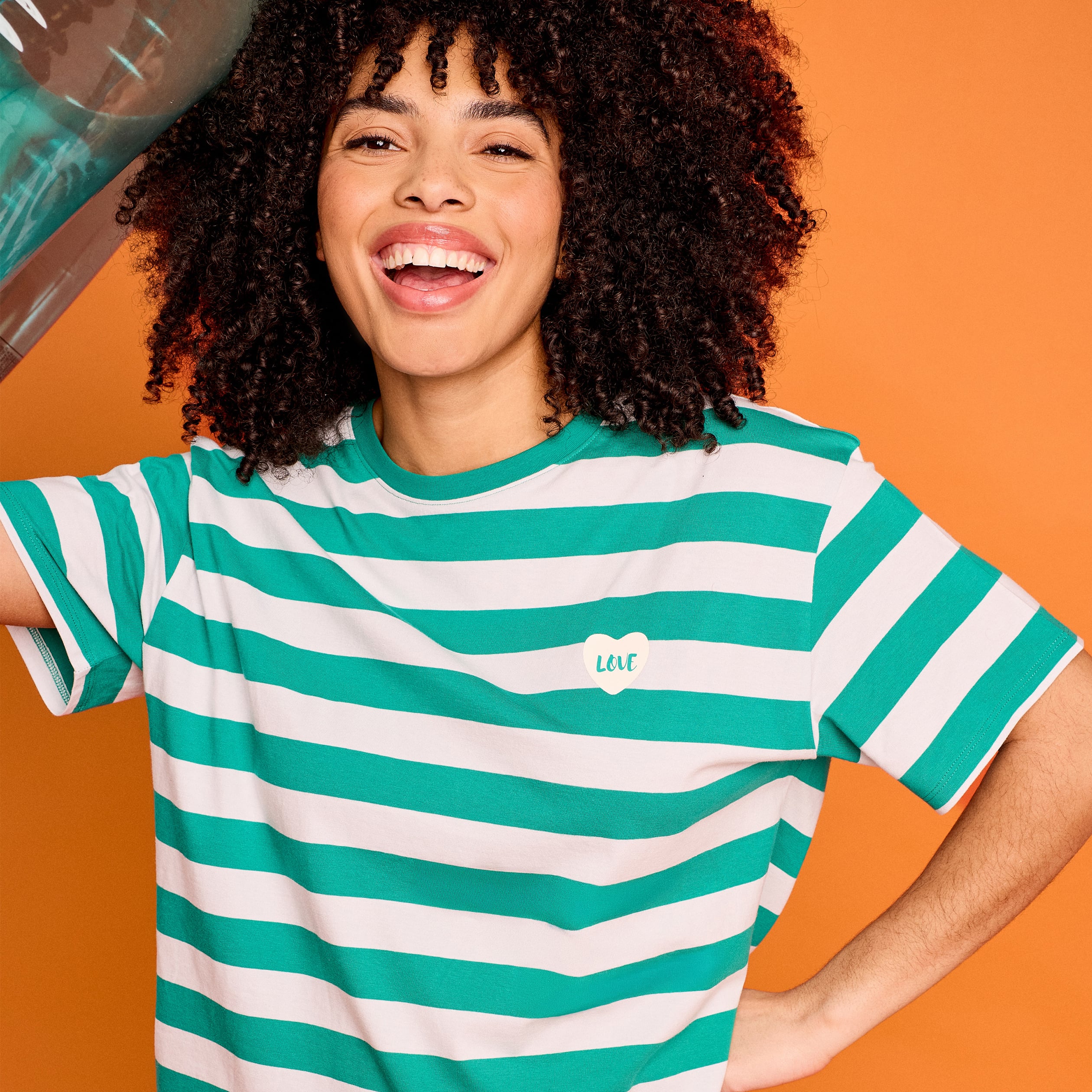 T-shirt droit &agrave; manches courtes coton vert canard femme