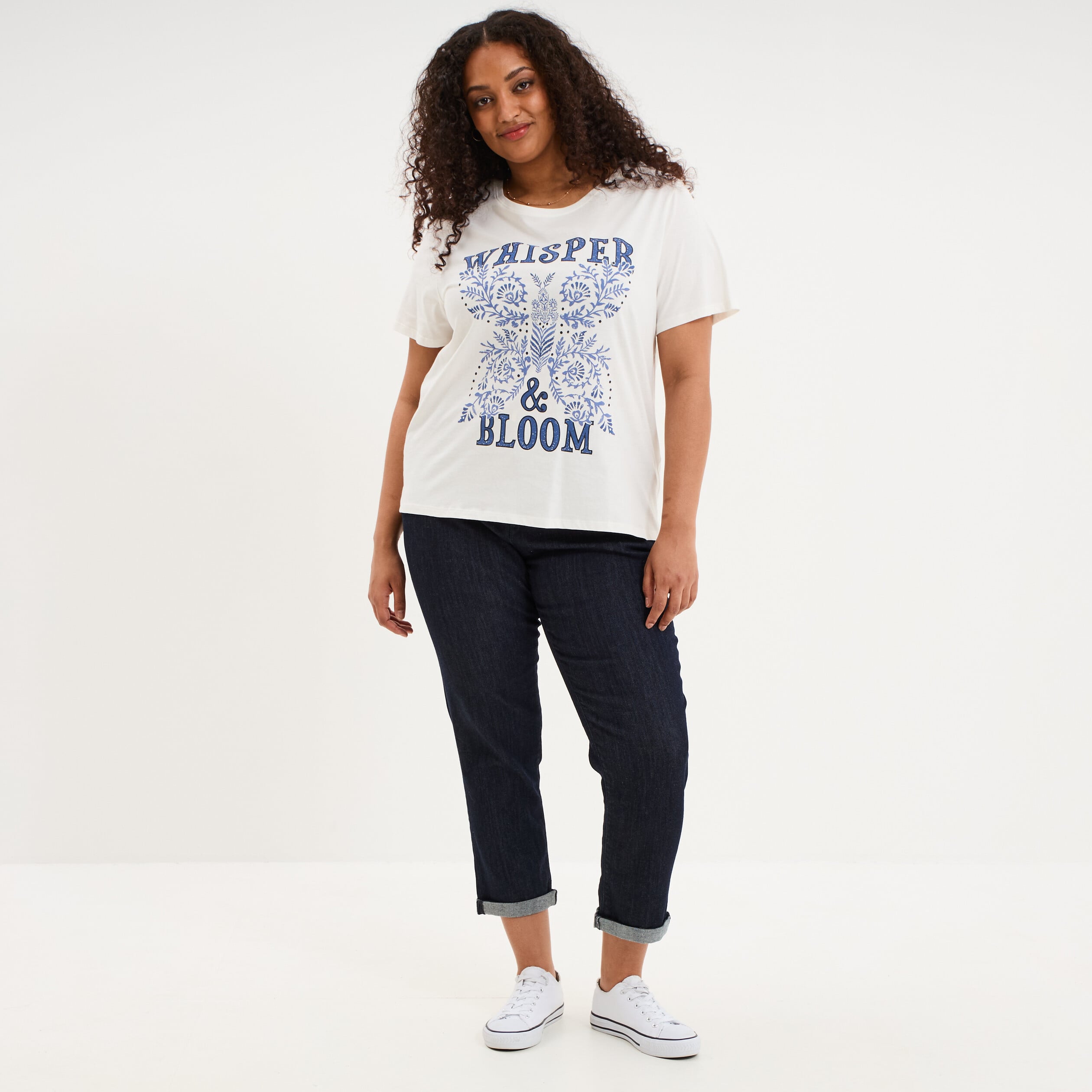 Jean chino cigarette avec ceinture denim brut femme grande taille