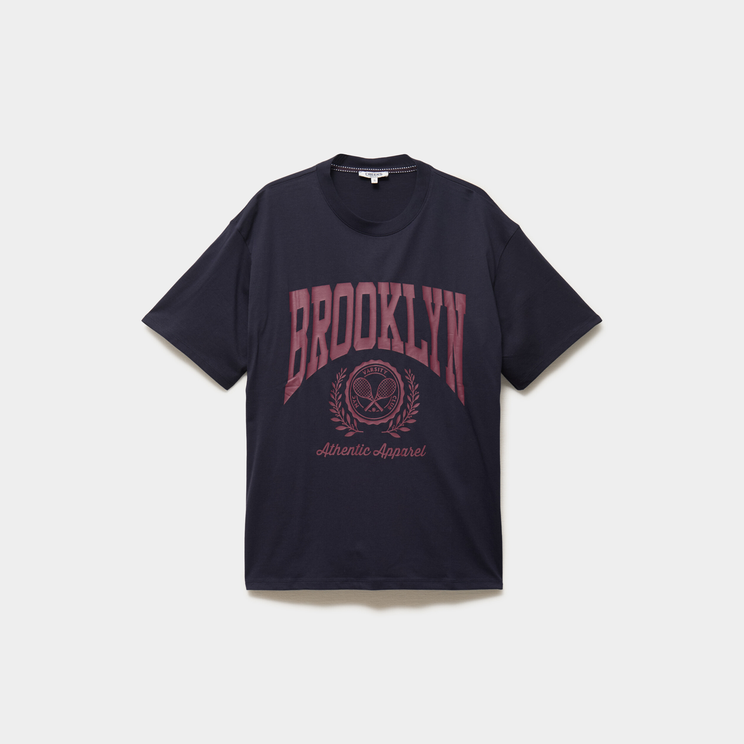 T-shirt oversize manches courtes coton bleu fonc&eacute; femme