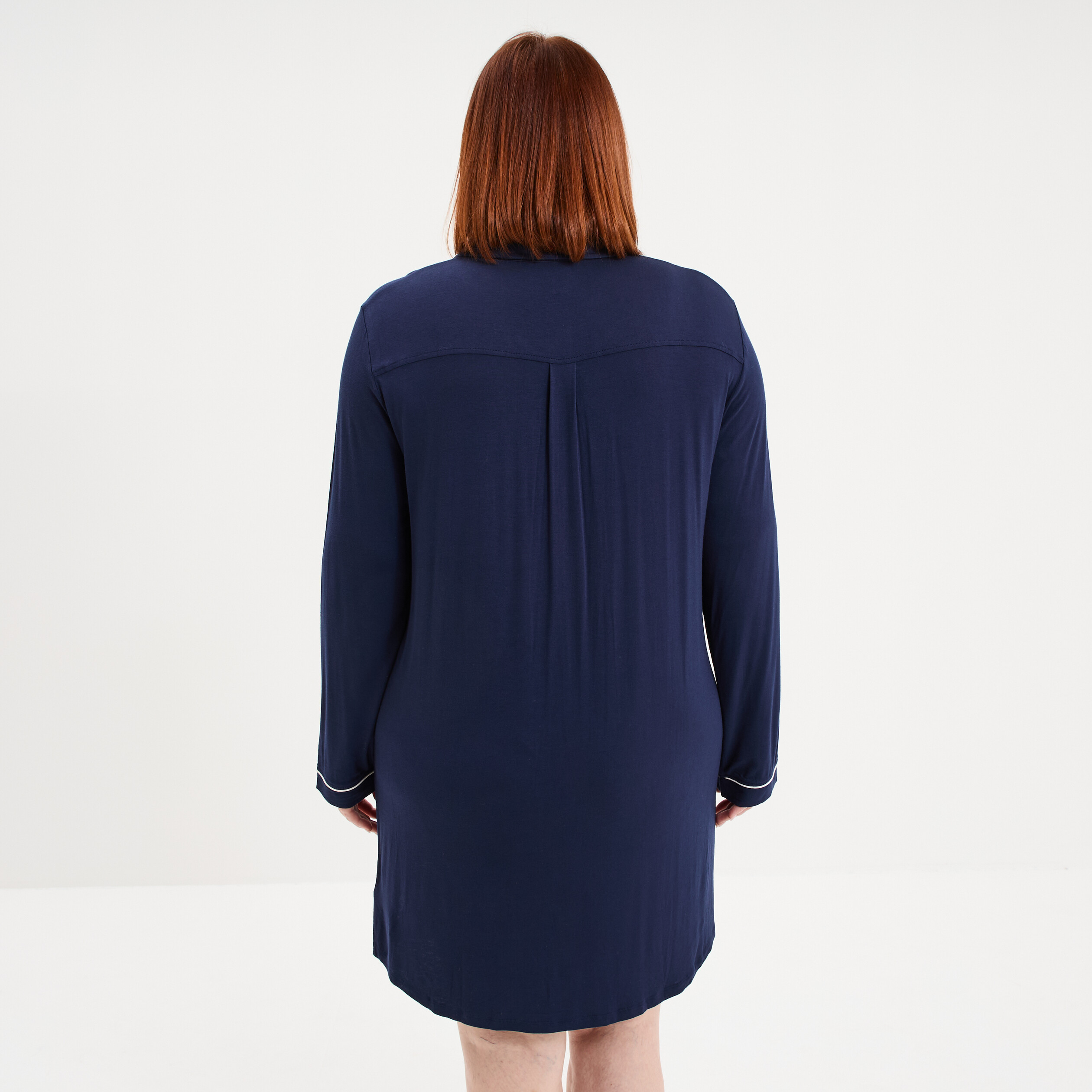 Chemise de nuit liquette boutonn&eacute;e bleu marine femme grande taille