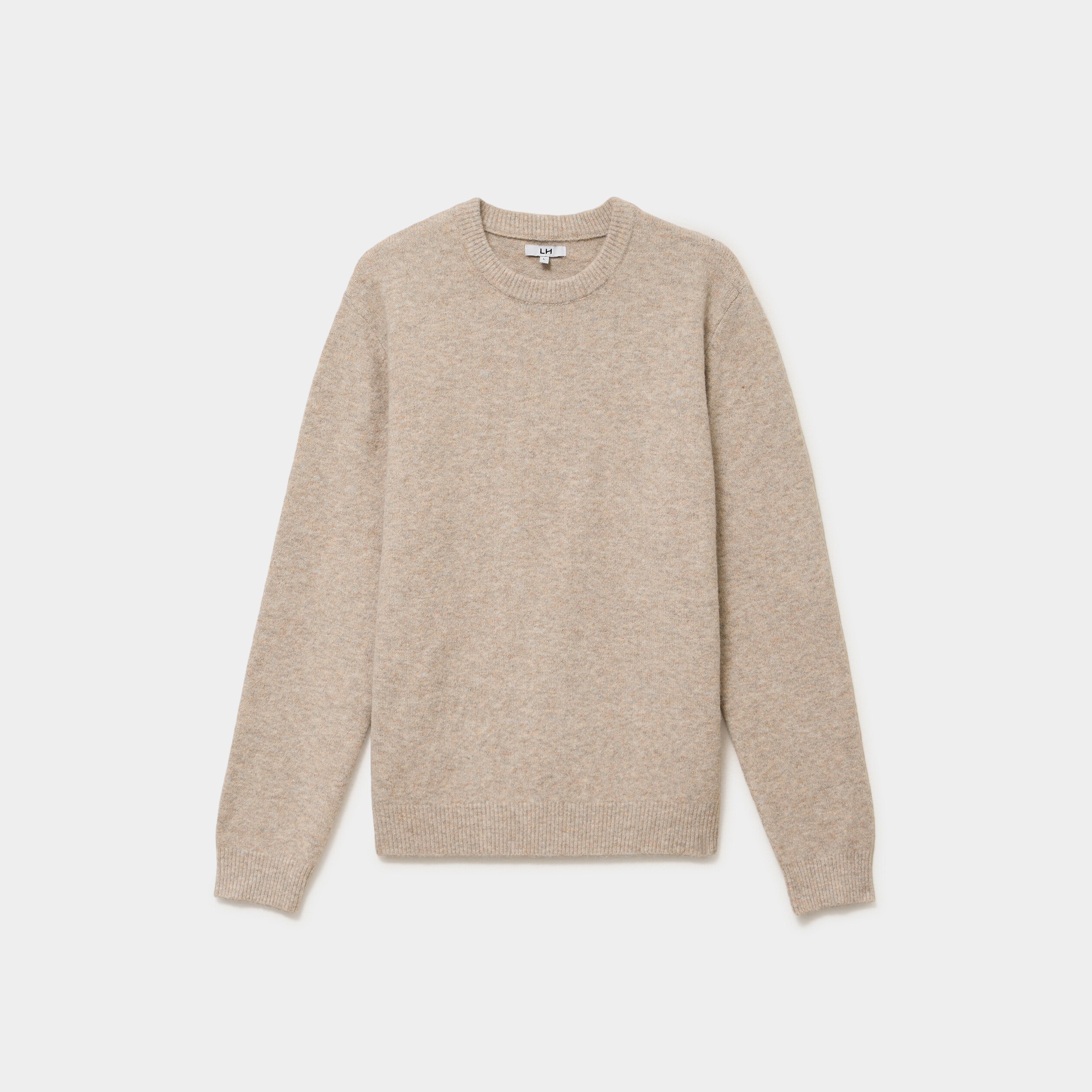 Pull col rond manches longues taupe homme