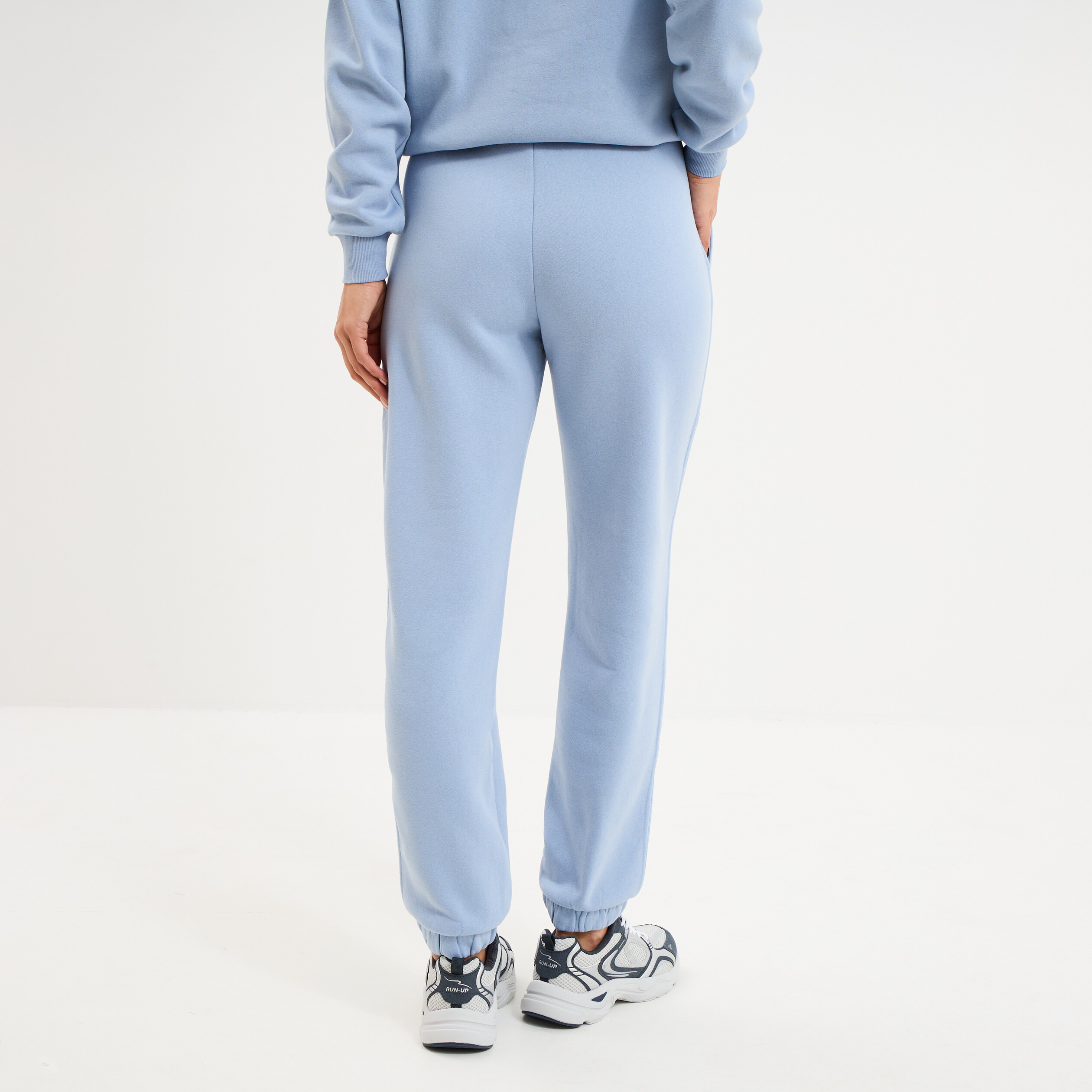 Pantalon jogging droit molleton bleu clair femme