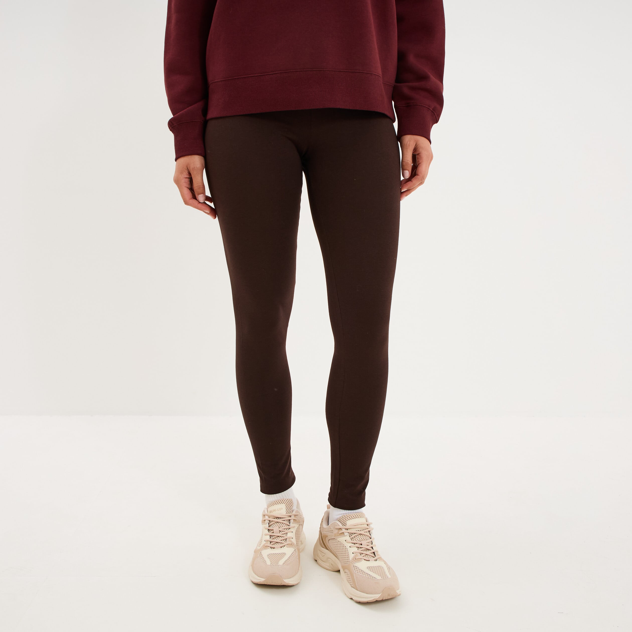 Legging taille haute marron fonc&eacute; femme