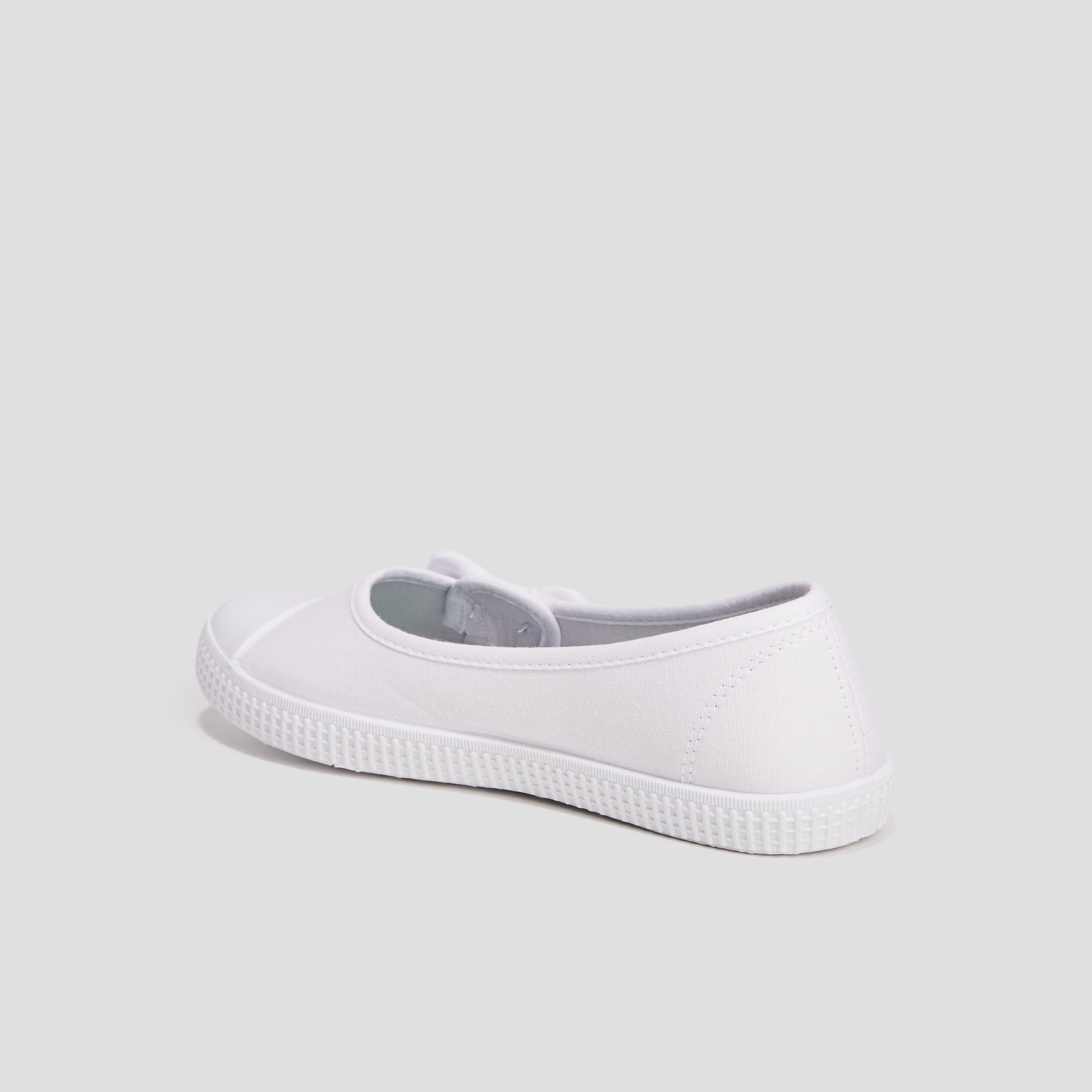 Ballerines en toile avec noeuds blanc femme