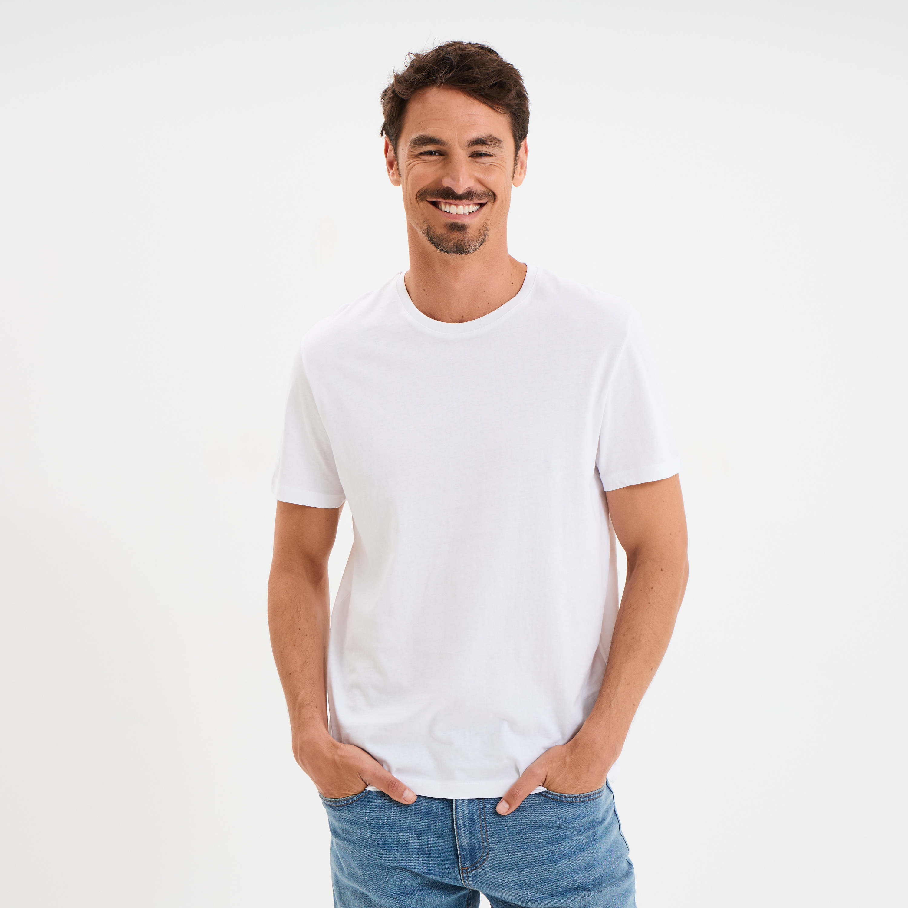T-shirt en coton manches courtes blanc homme