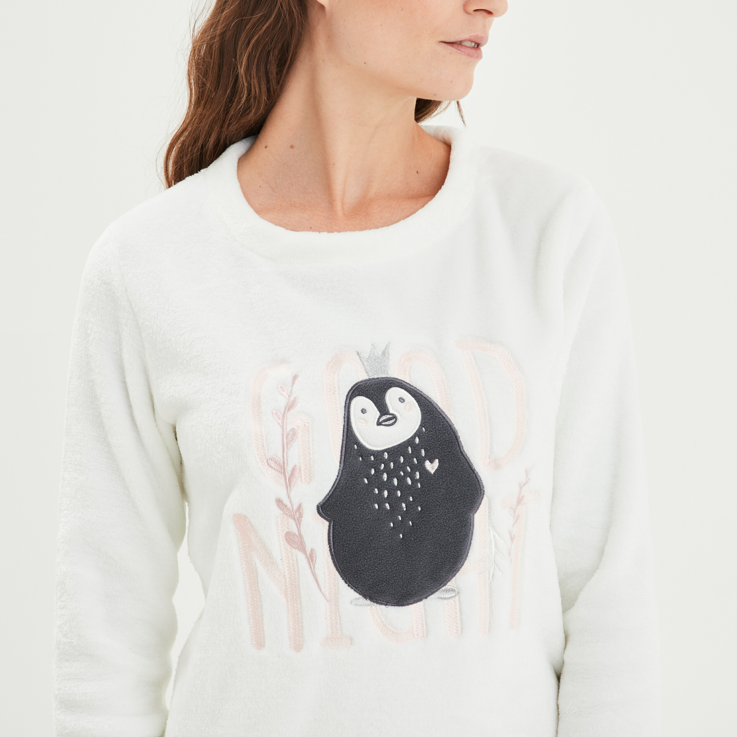 Ensemble pyjama pantalon pilou blanc femme