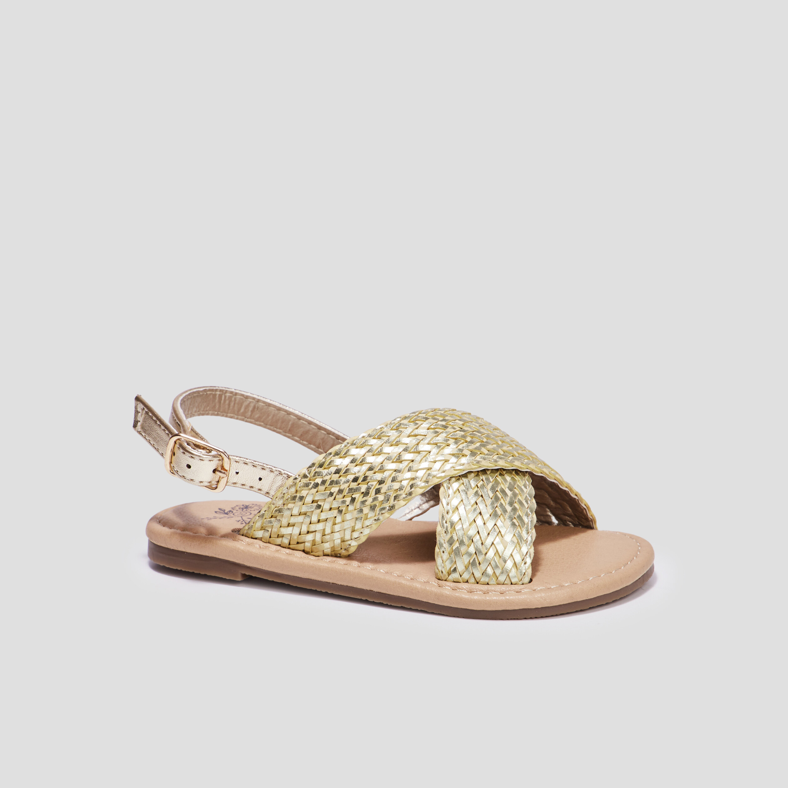 sandales brides tressees jaune or fille Sandales brides tressées jaune or fille