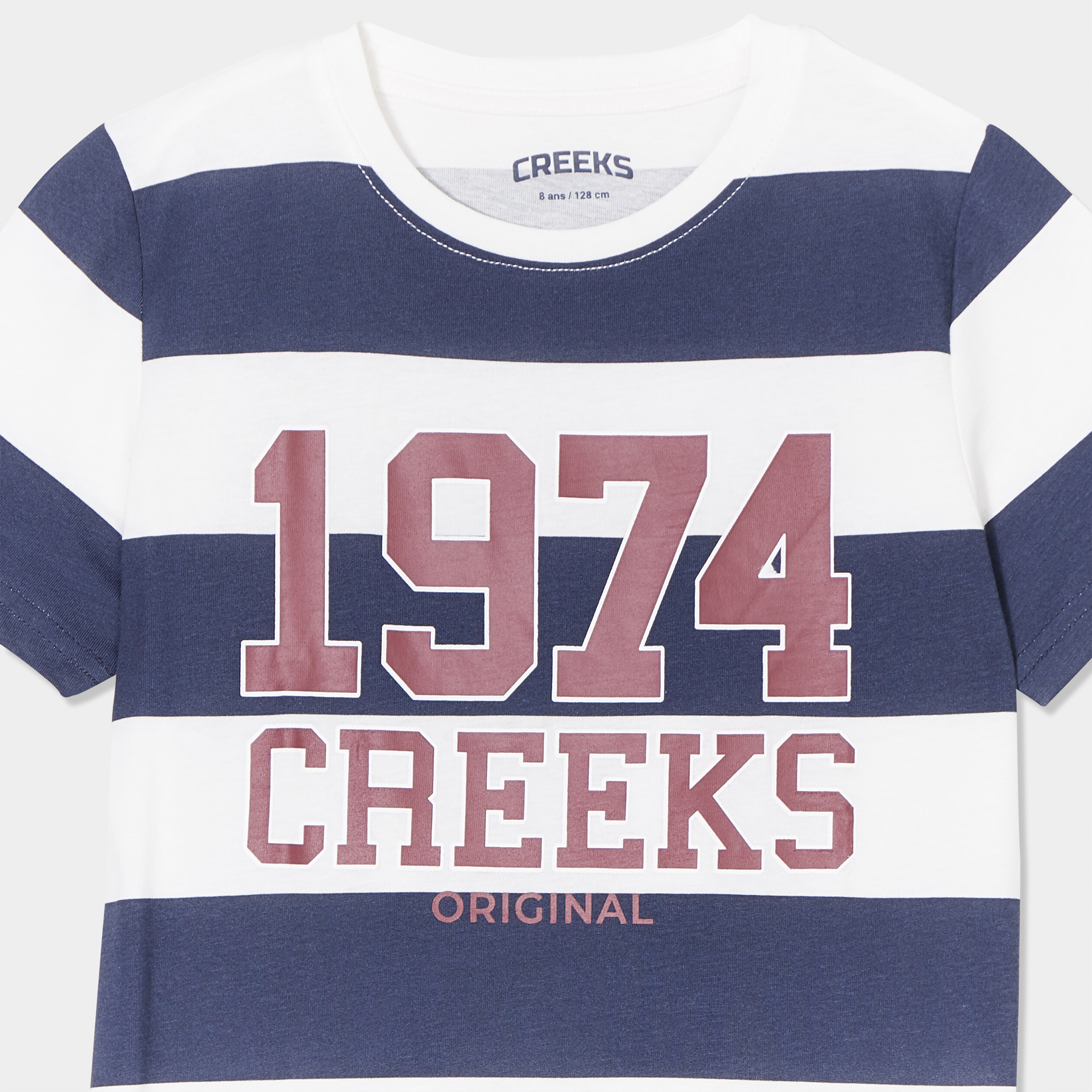 t shirt manches courtes coton creeks ecru garcon T-shirt manches courtes coton Creeks ecru garçon