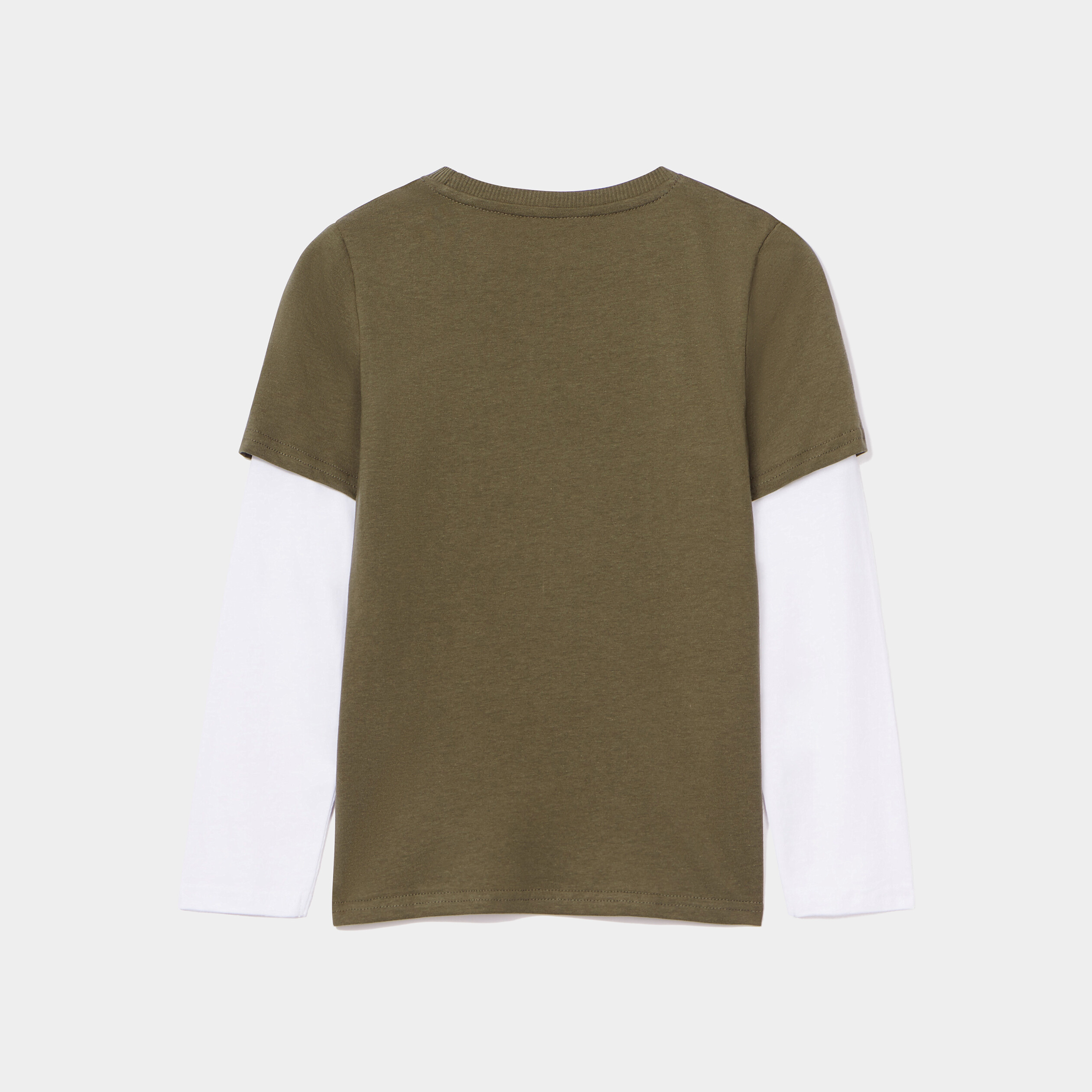 t shirt effet 2 en 1 coton liberto vert kaki garcon T-shirt effet 2-en-1 coton Liberto vert kaki garçon