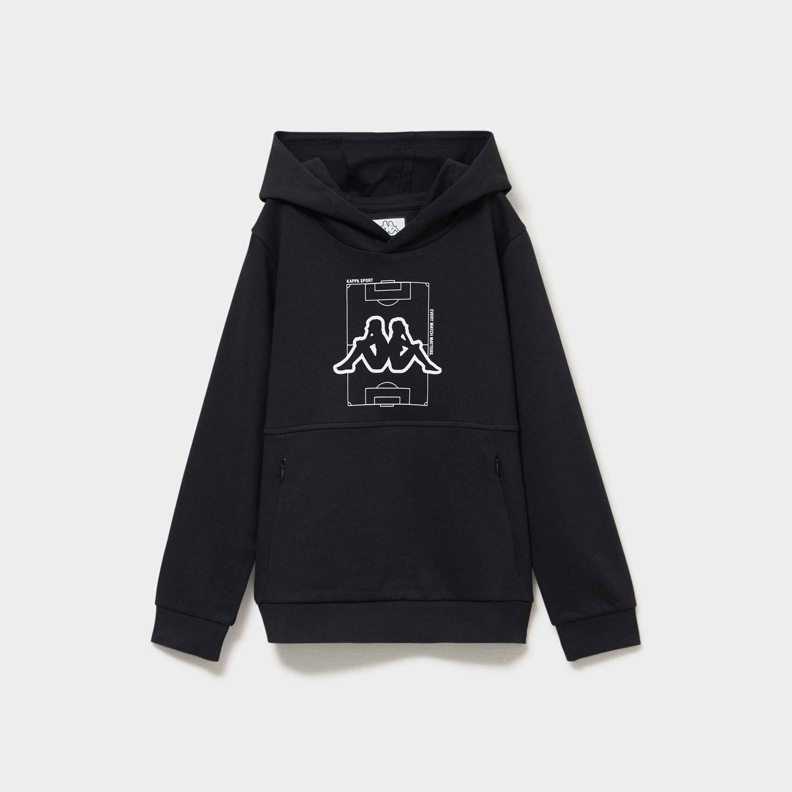 Sweat hoodie avec poches zipp&eacute;es Kappa noir gar&ccedil;on