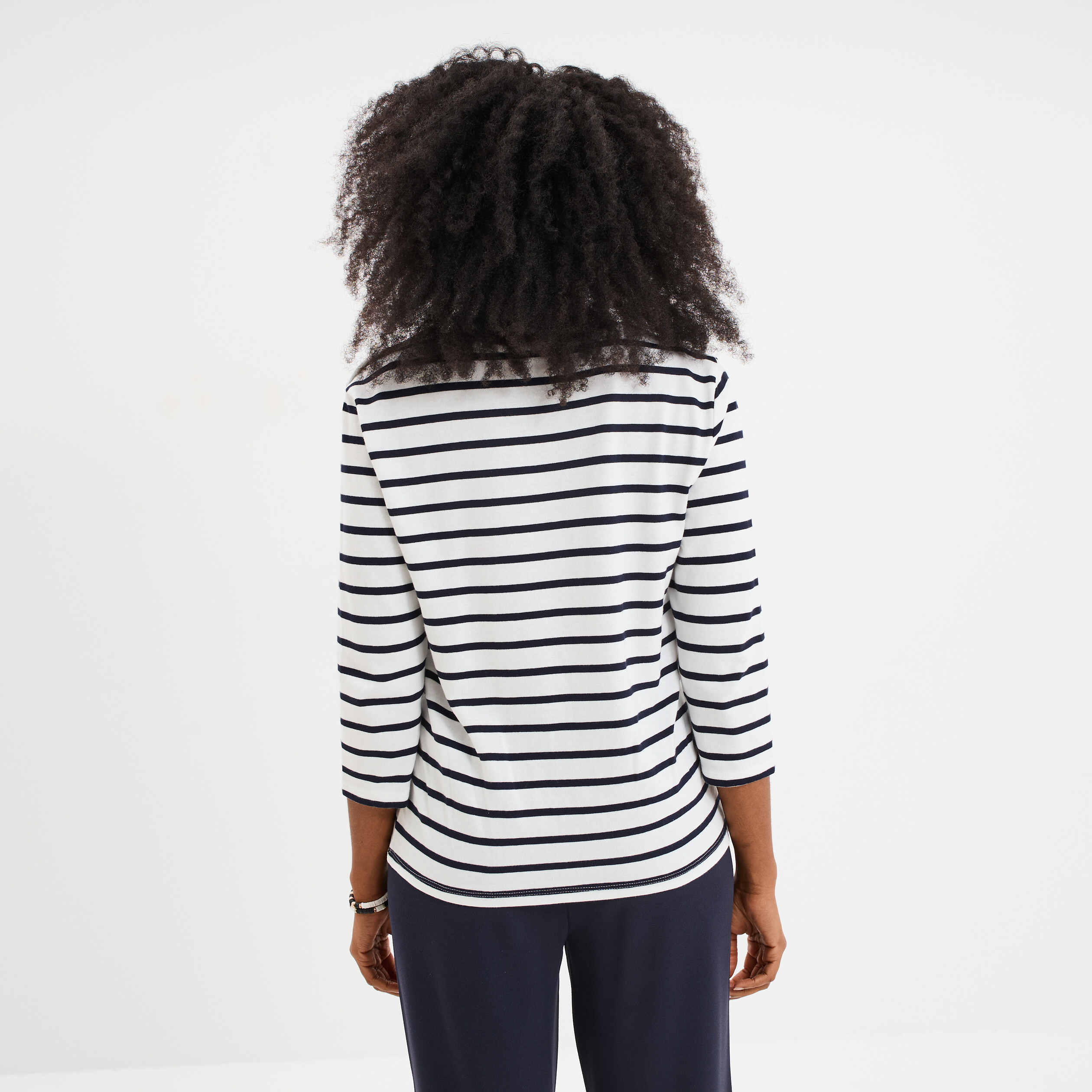 t shirt manches 34 avec boutons coton ecru femme T-shirt manches 3/4 avec boutons coton ecru femme