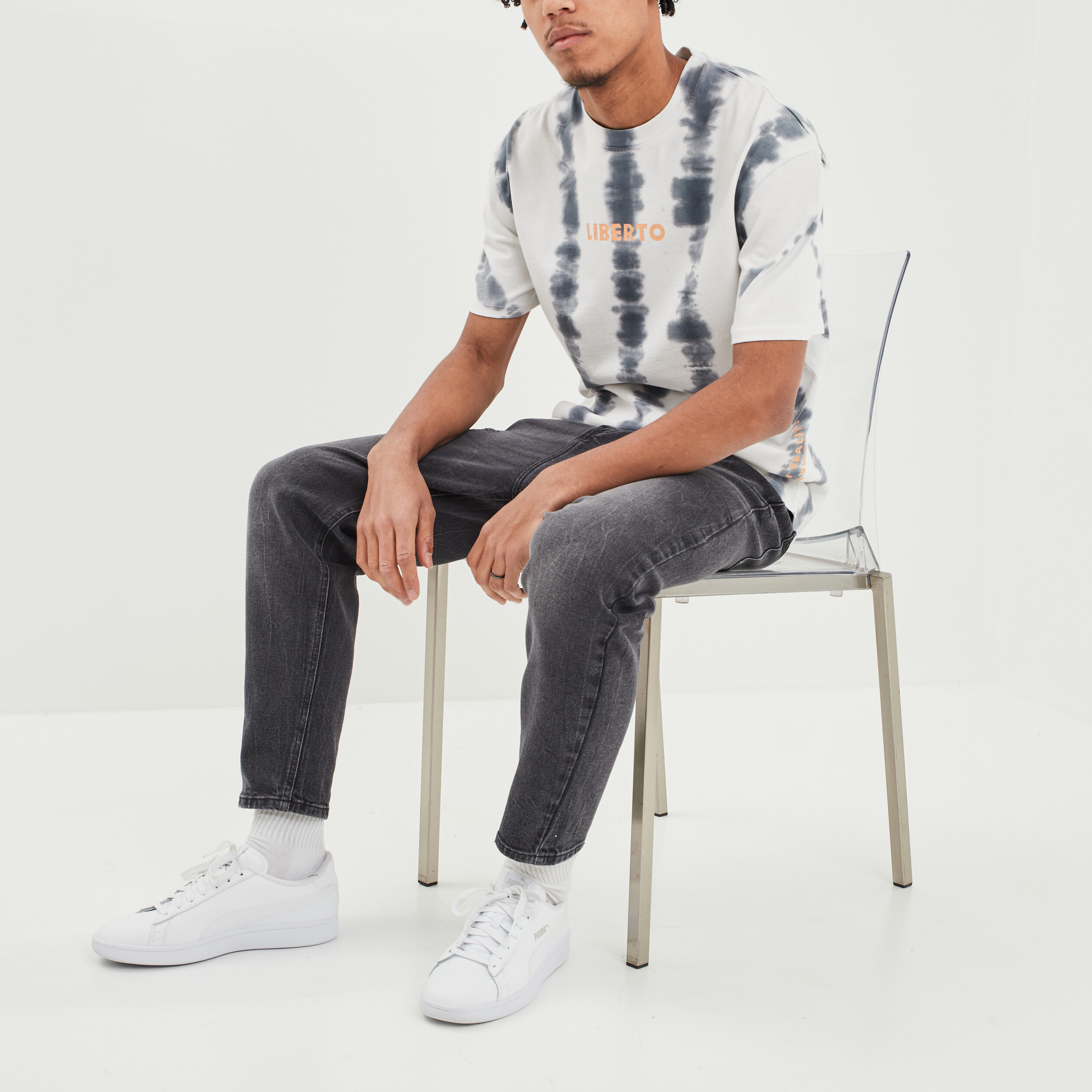 T-shirt oversize manches courtes Liberto gris homme