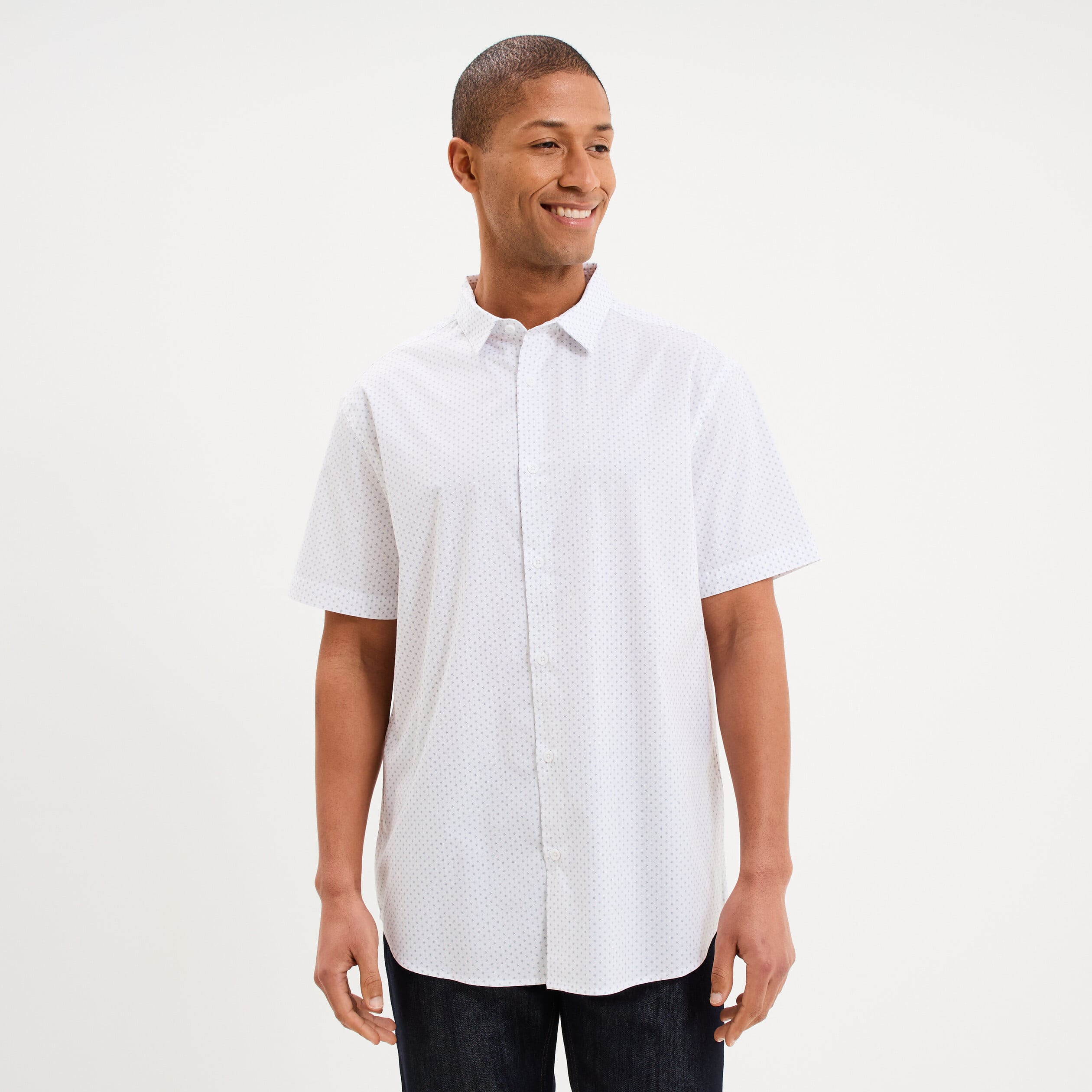 Chemise manches courtes coton blanc homme