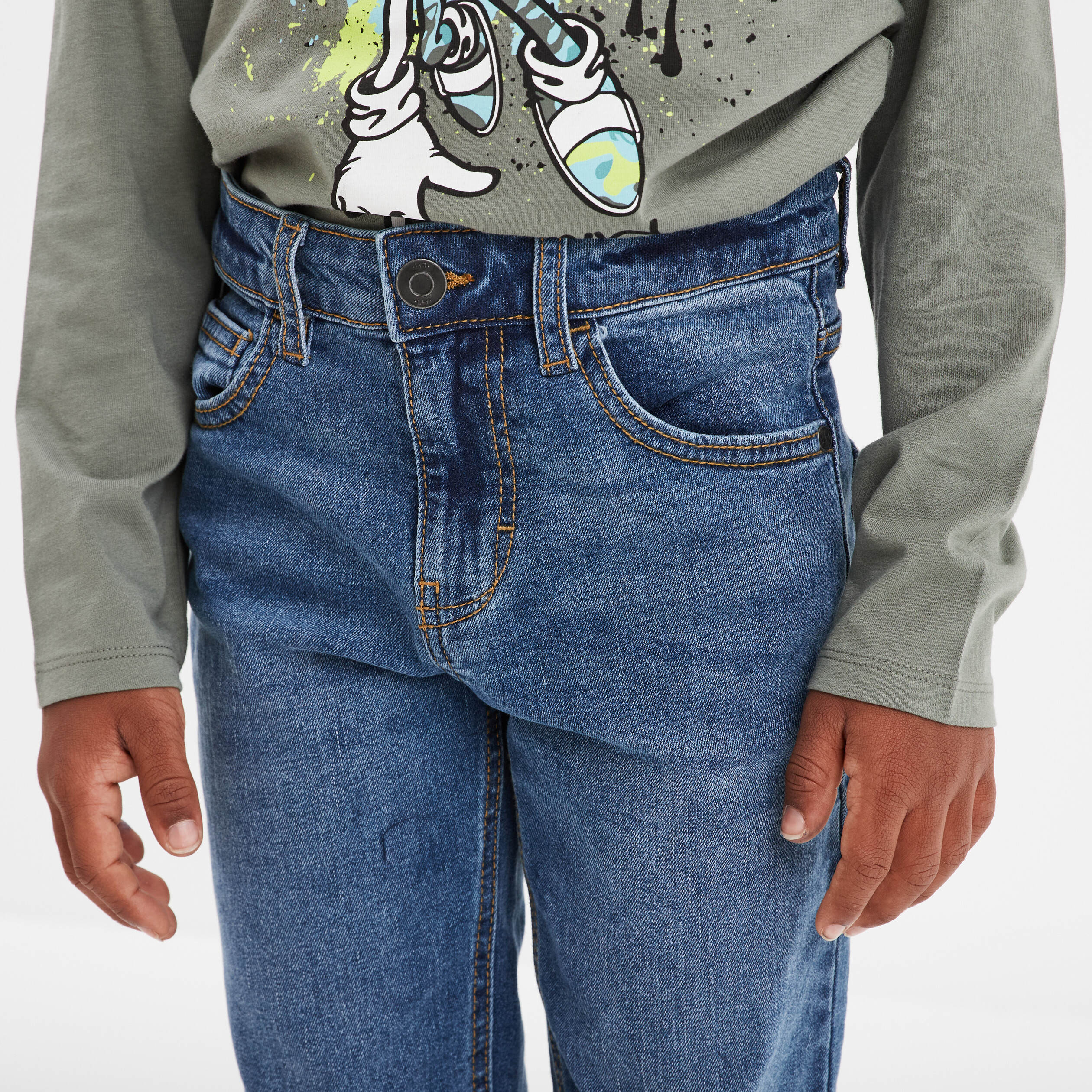 jeans denim regular 5 poches denim double stone garcon Jeans denim regular 5 poches denim double stone garçon