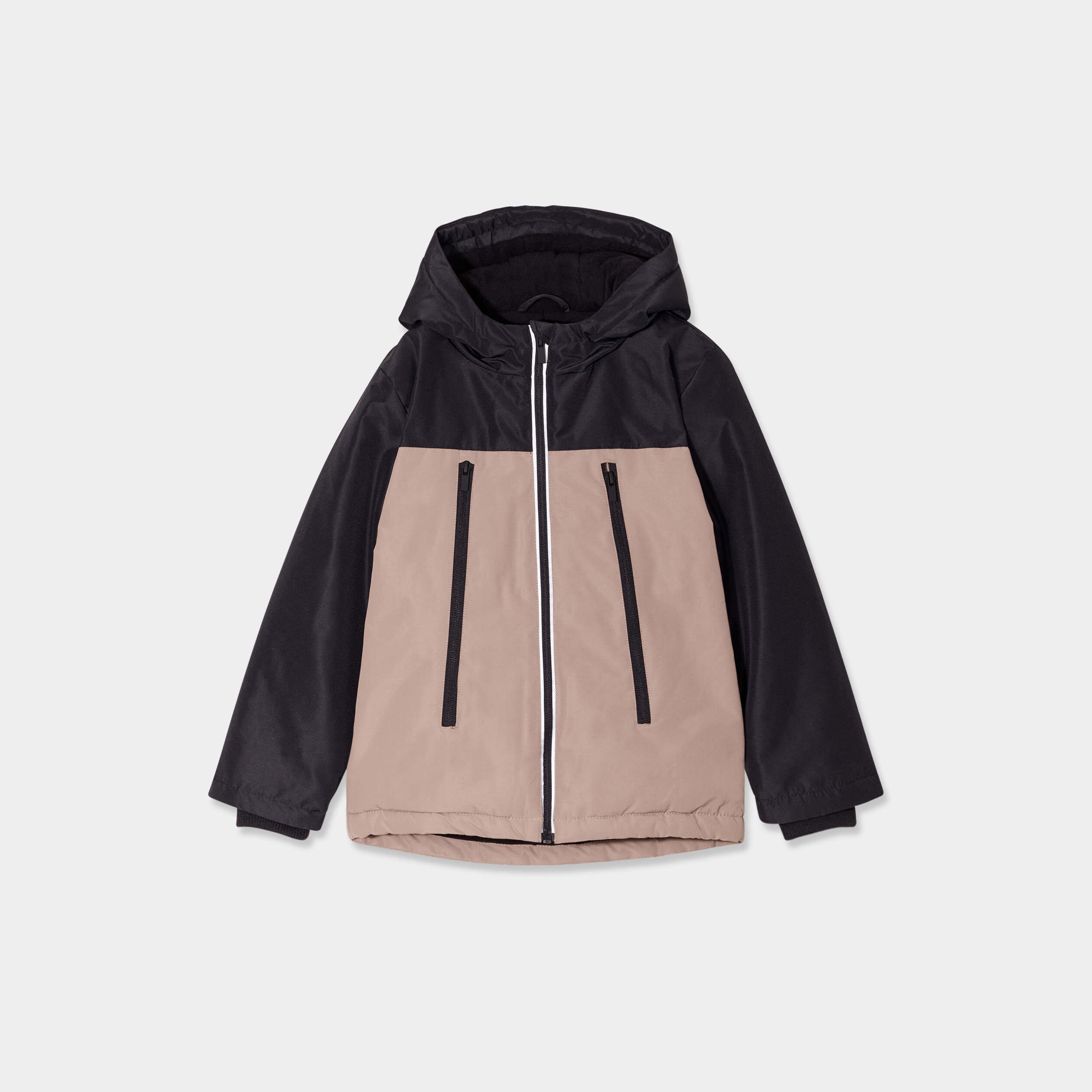 Veste zipp&eacute;e &agrave; capuche taupe gar&ccedil;on