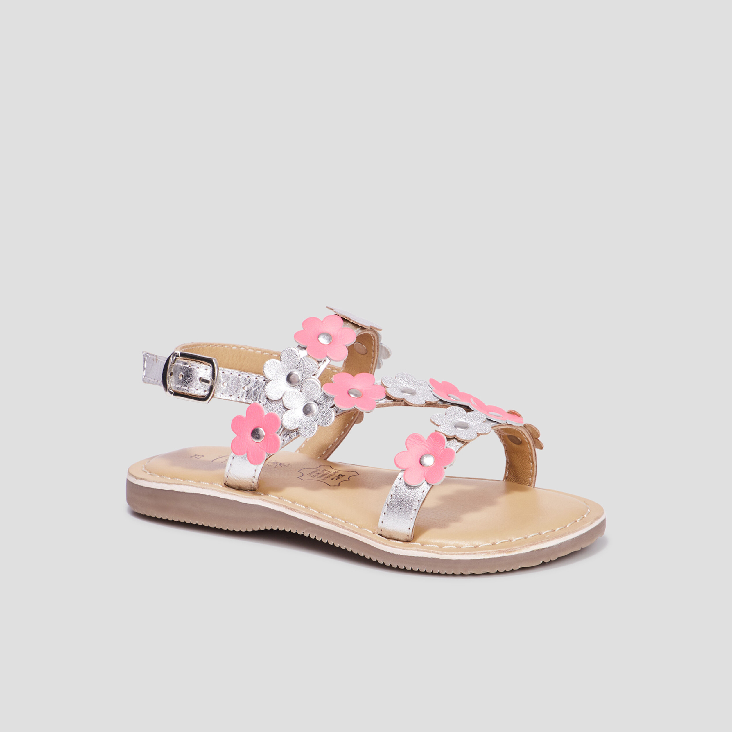 sandales brides a fleurs en cuir creeks rose fille Sandales brides à fleurs en cuir Creeks rose fille