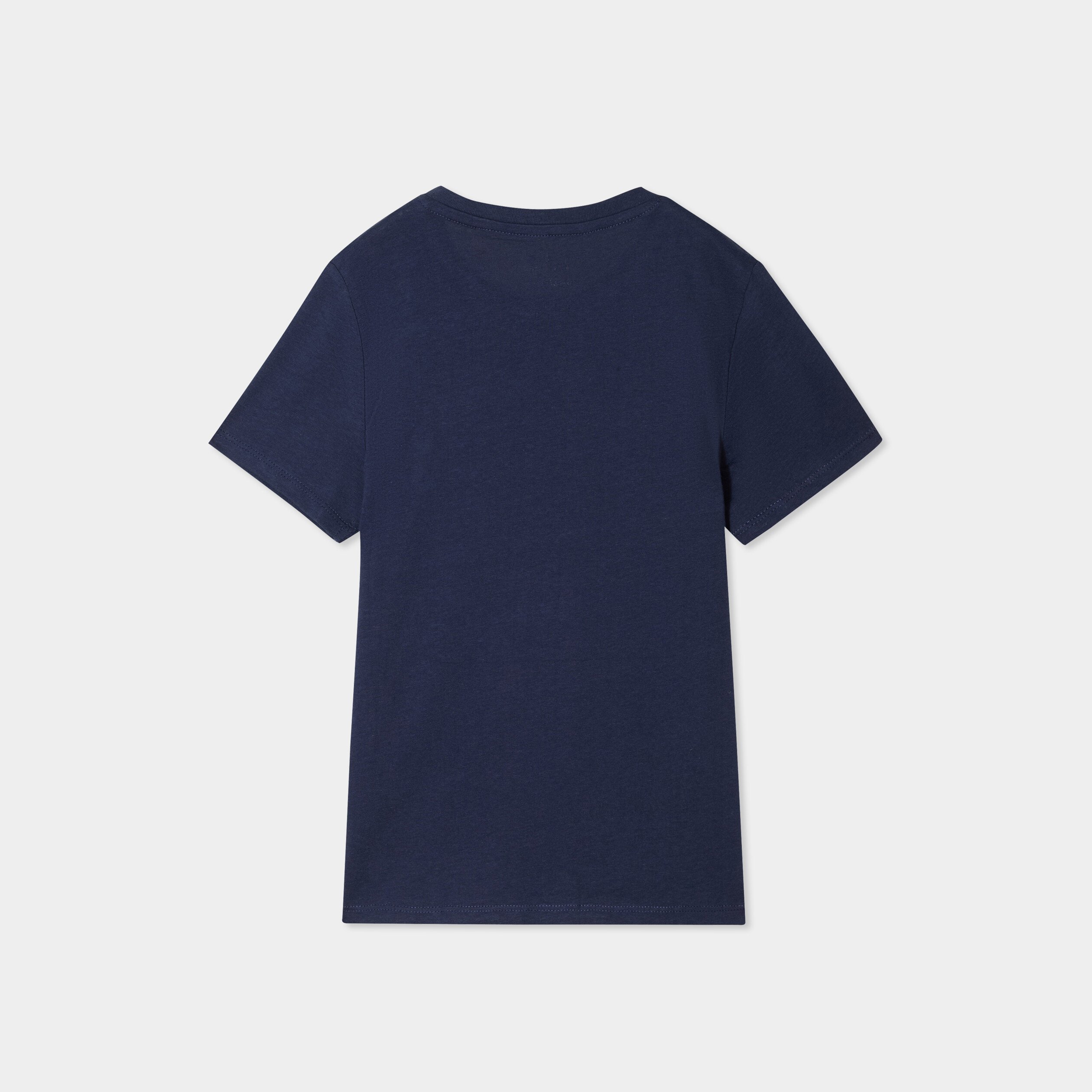 t shirt col rond manches courtes coton bleu marine garcon T-shirt col rond manches courtes coton bleu marine garçon