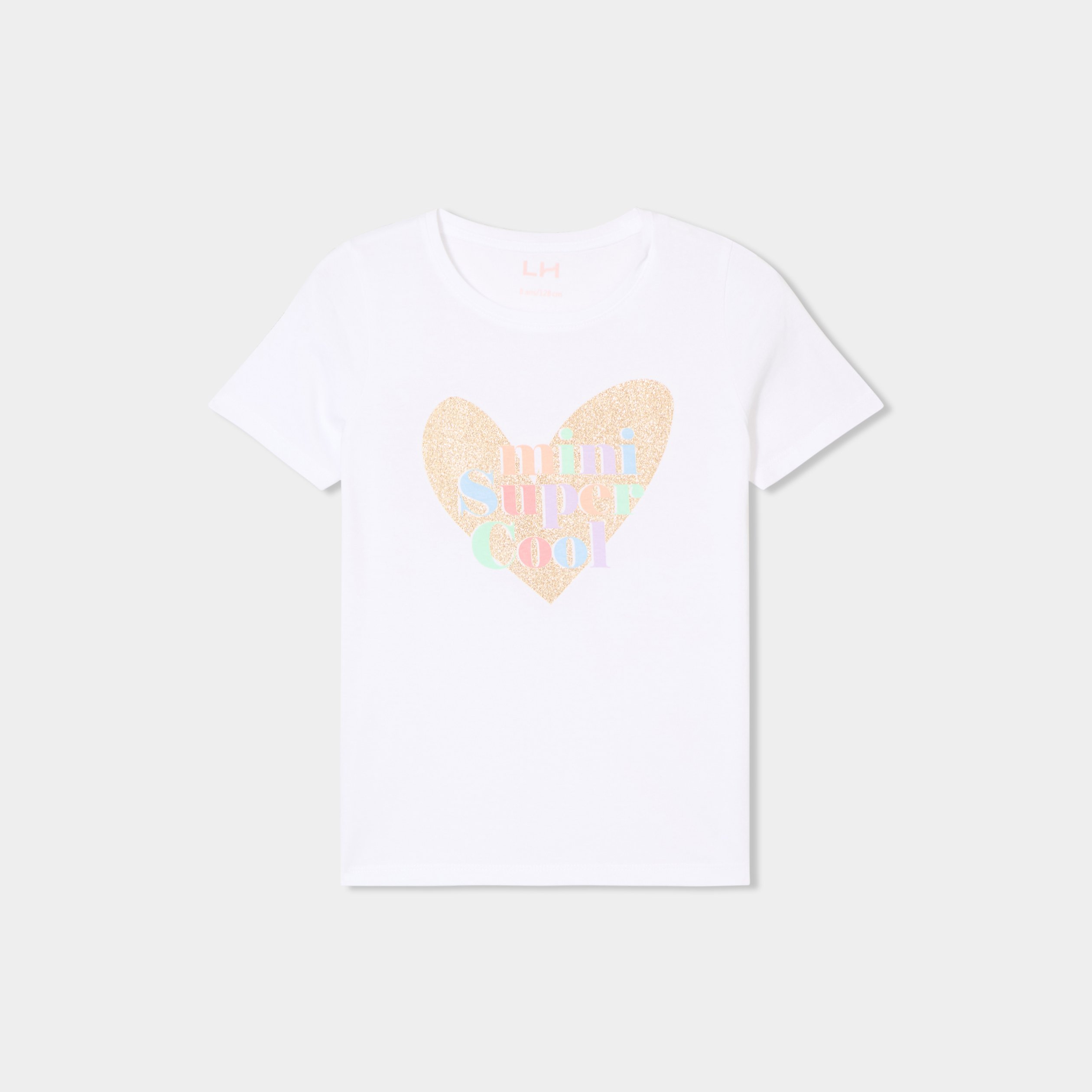 t shirt manches courtes col rond coton ivoire fille T-shirt manches courtes col rond coton ivoire fille