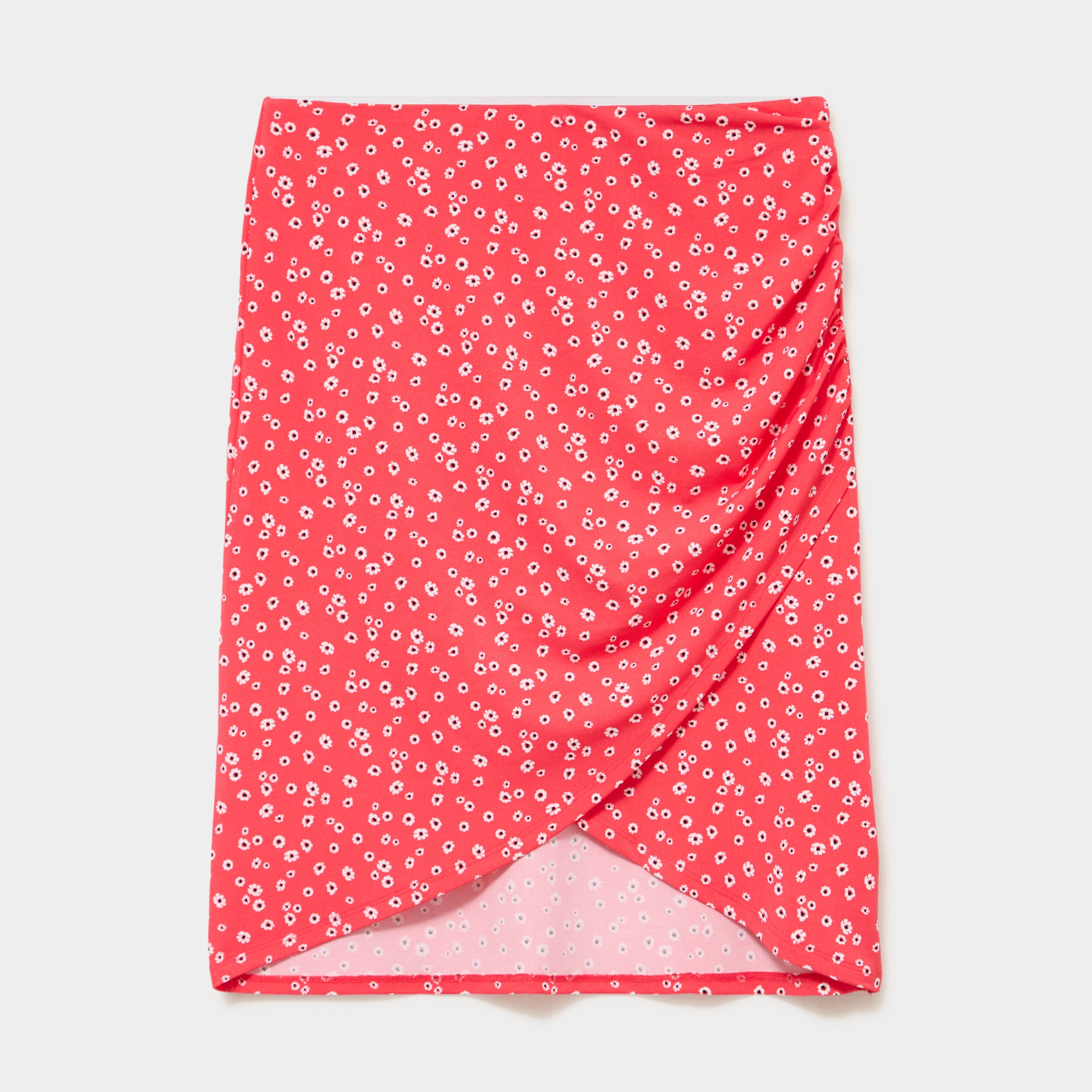 Jupe tulipe courte taille &eacute;lastiqu&eacute;e rouge coquelicot femme