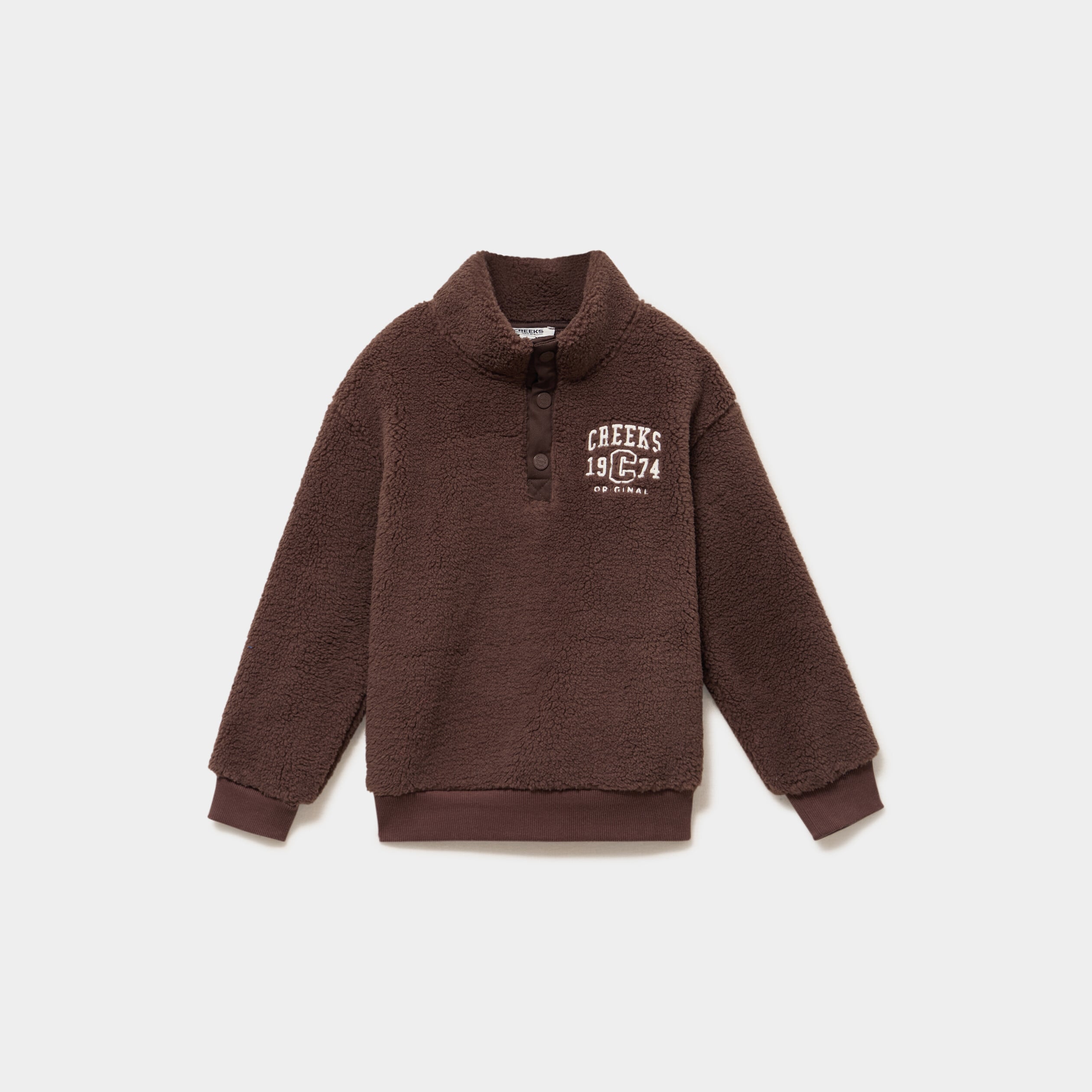Sweat camionneur polaire manches longues marron fonc&eacute; gar&ccedil;on