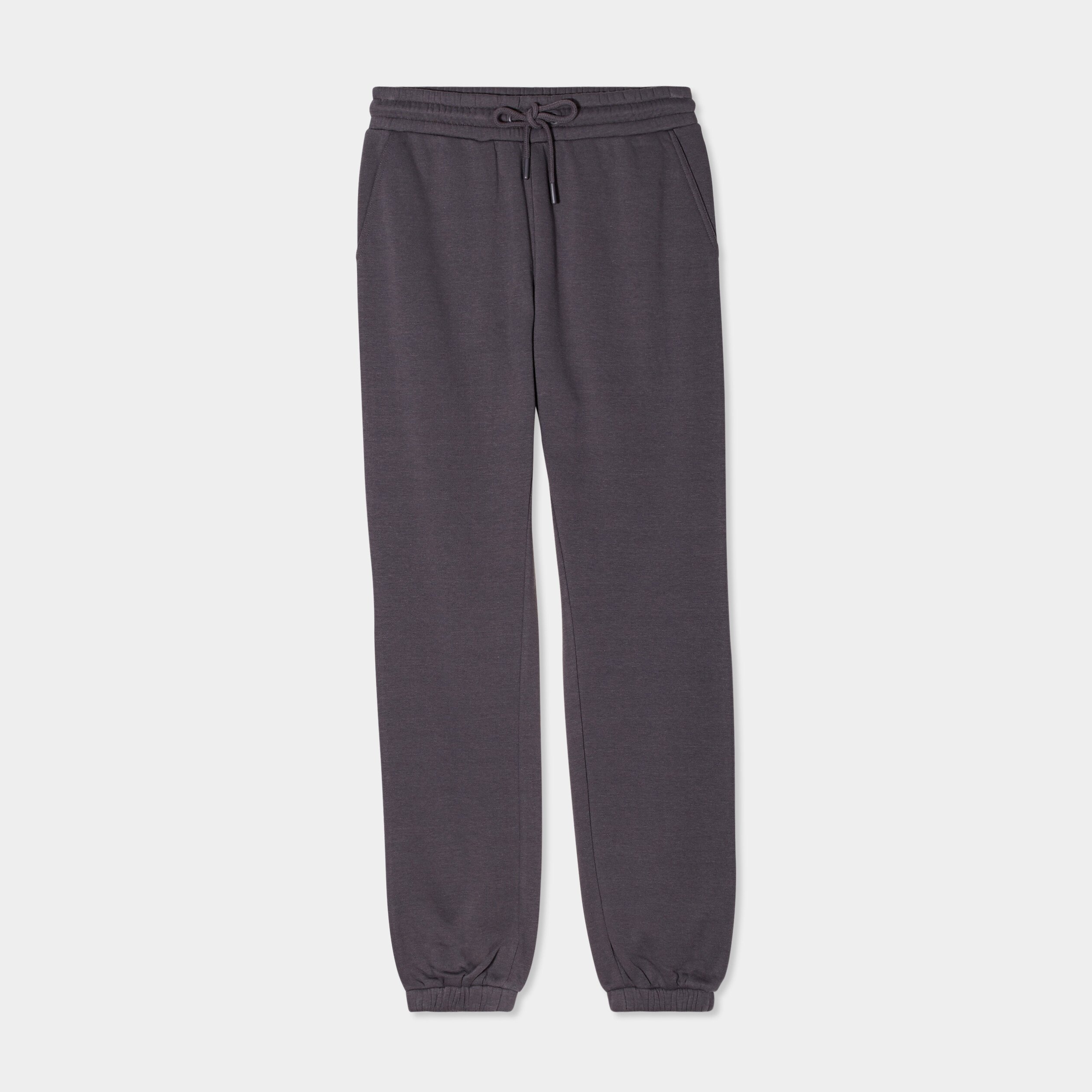Pantalon jogging droit molleton gris fonce femme