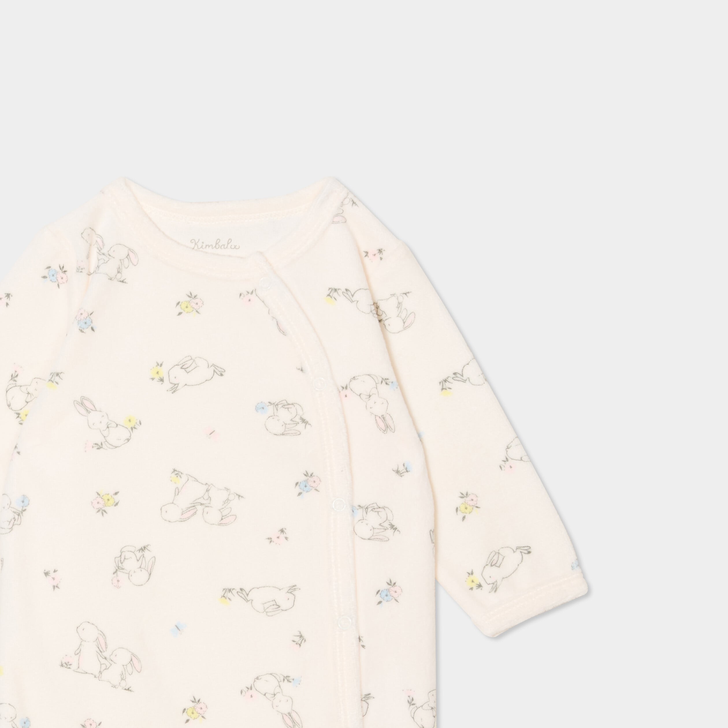 Dors-bien effet velours manches longues creme b&eacute;b&eacute;