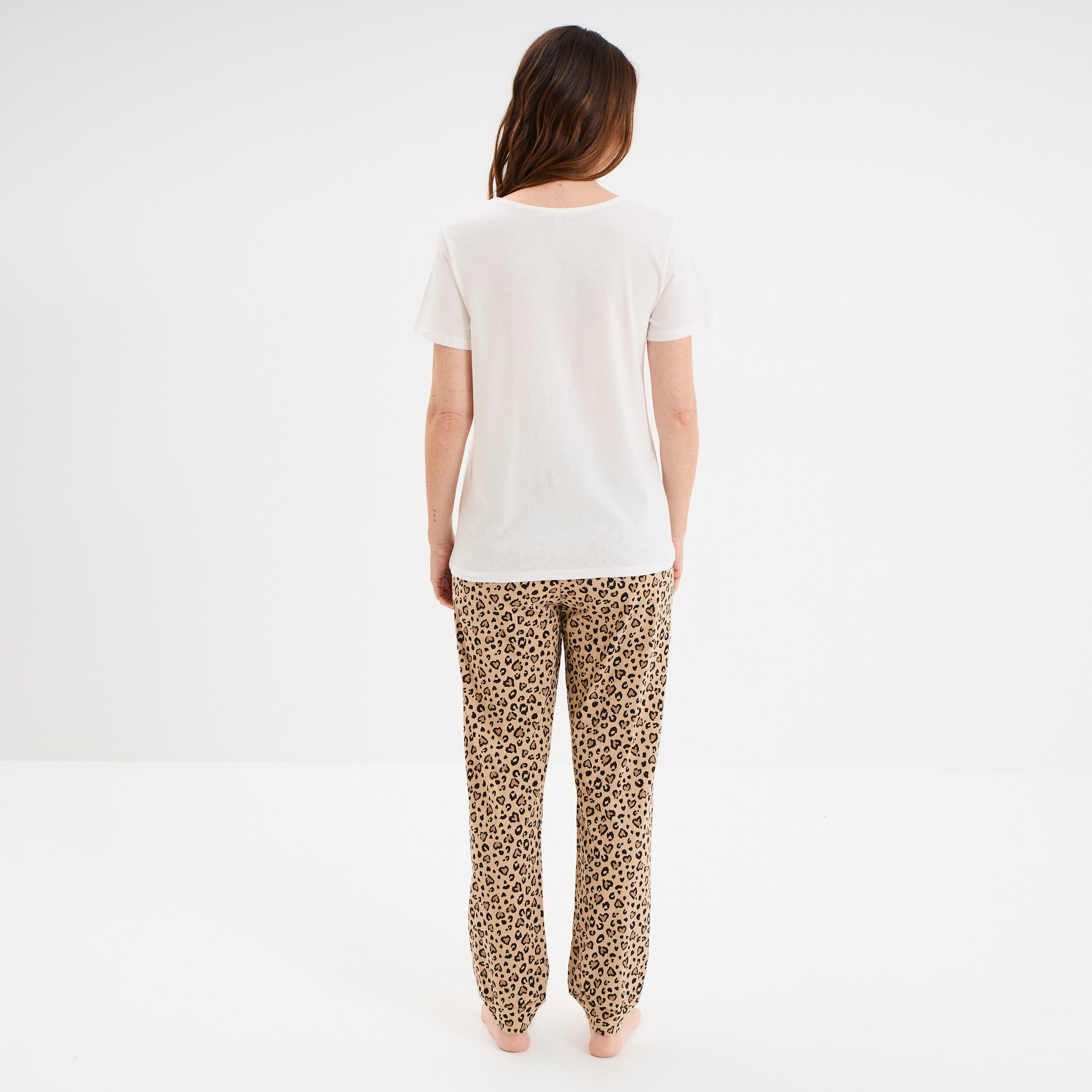 ensemble pyjama pantalon t shirt coton beige femme Ensemble pyjama pantalon t-shirt coton beige femme