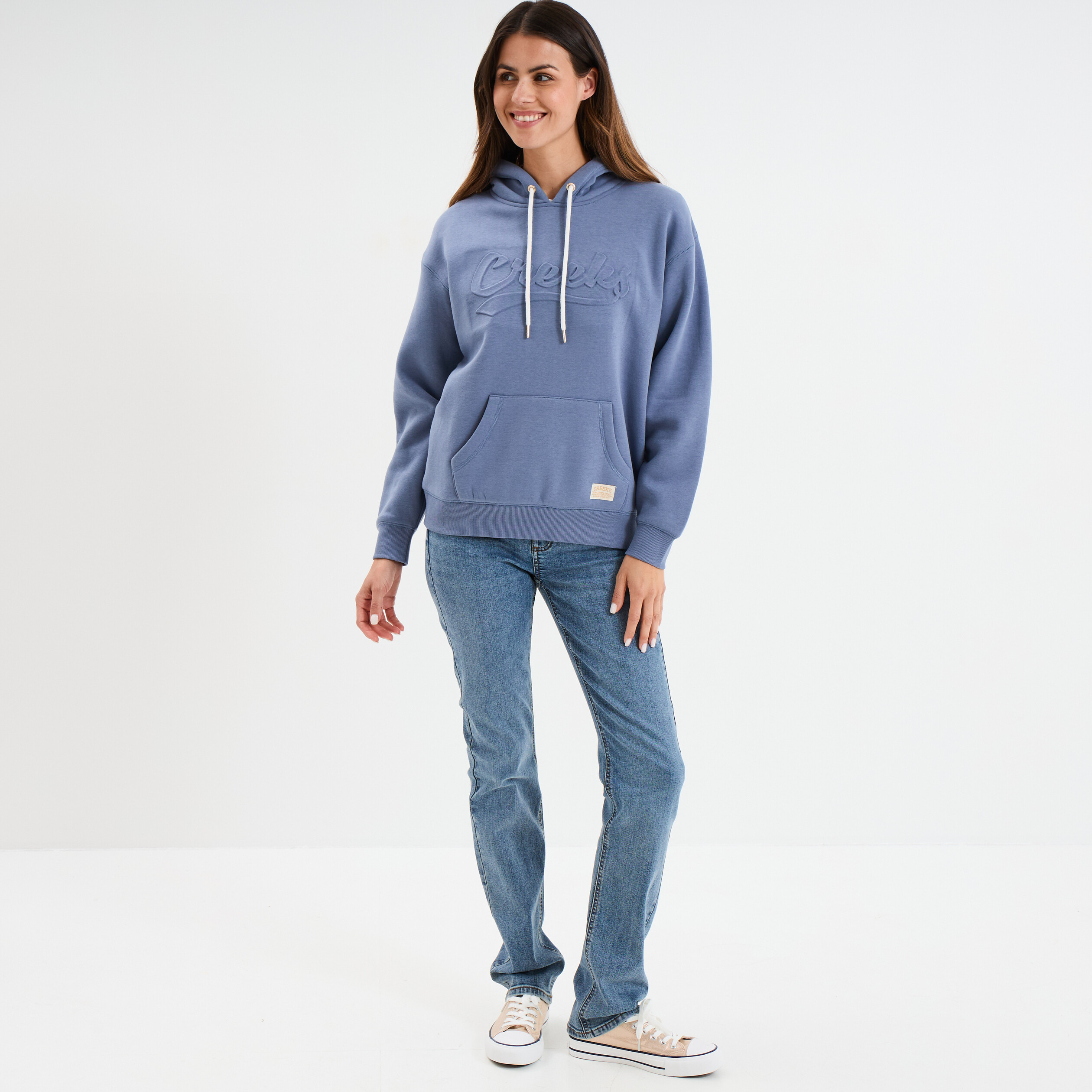 Sweat &agrave; capuche hoodie bleu gris femme