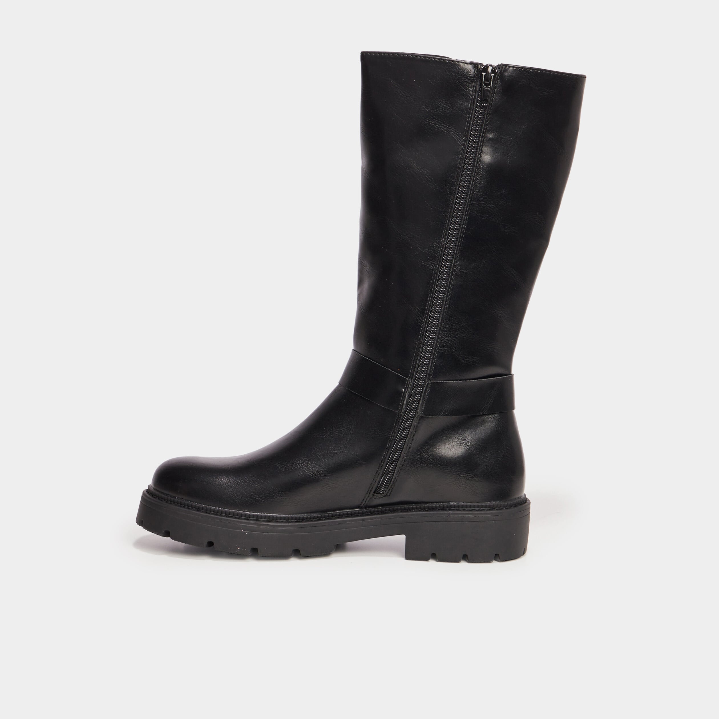 Bottes crant&eacute;es avec boucles noir femme