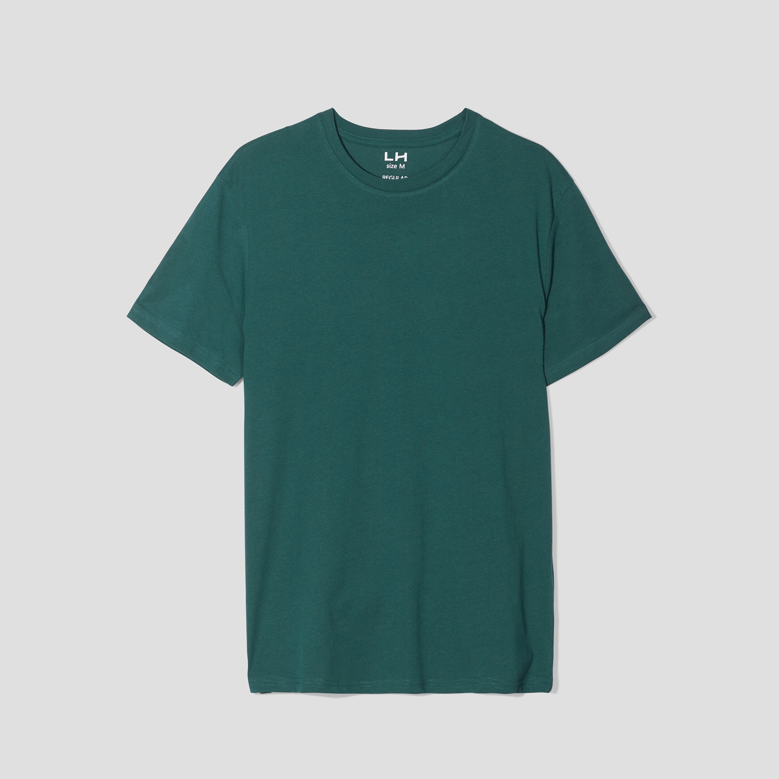 T-shirt droit en coton manches courtes vert fonc&eacute; homme