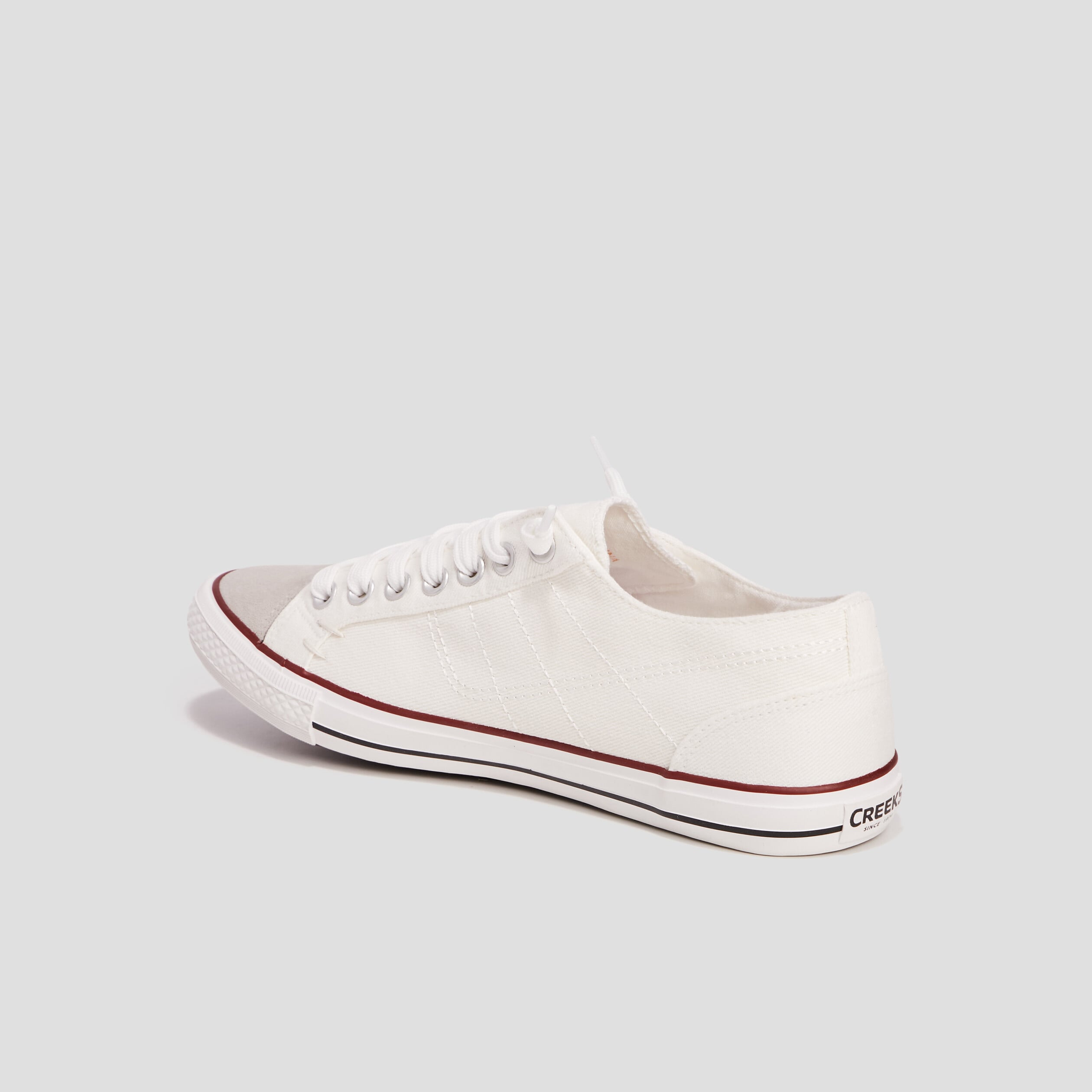 Tennis basses en toile &agrave; lacets blanc homme