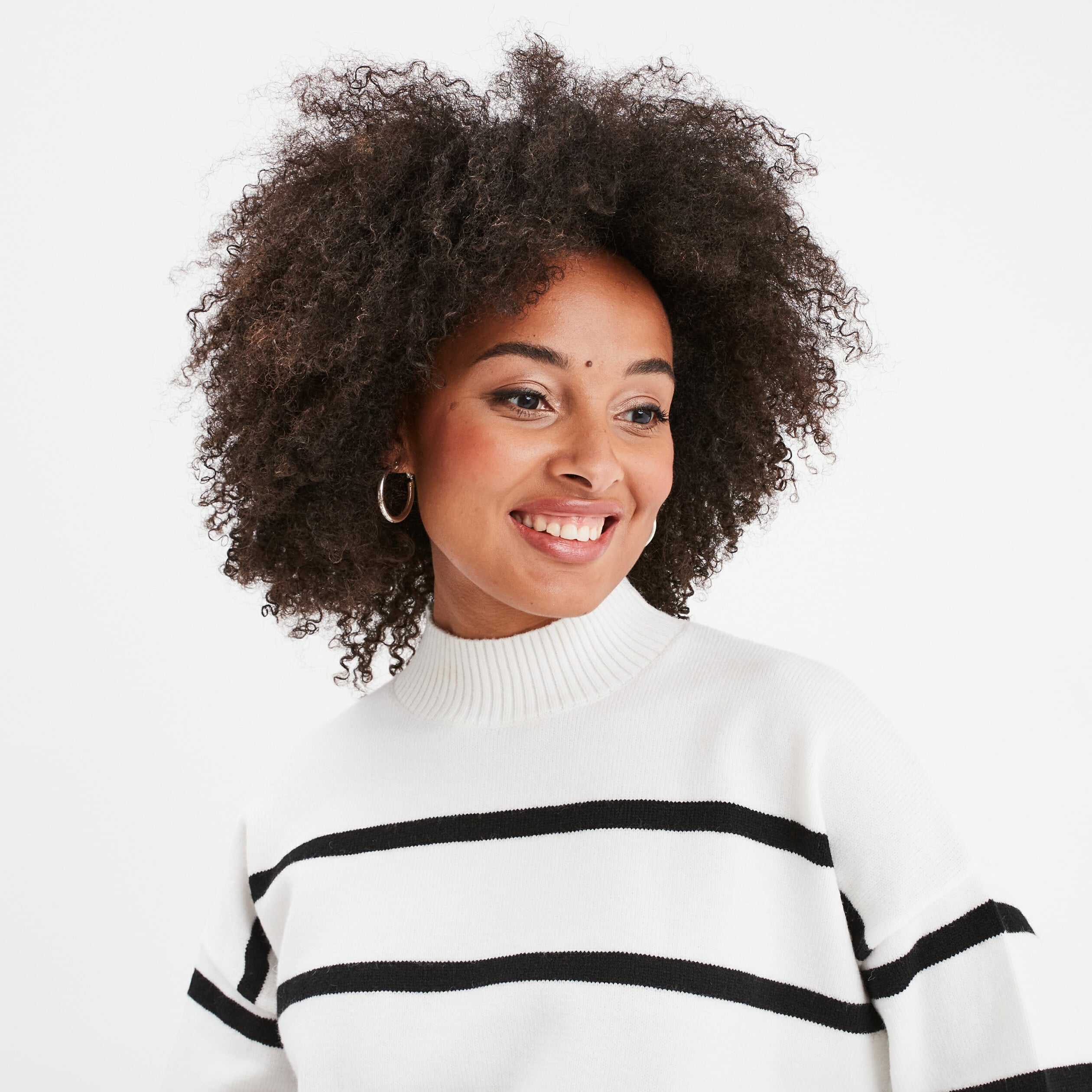 Pull col montant manches longues ecru femme