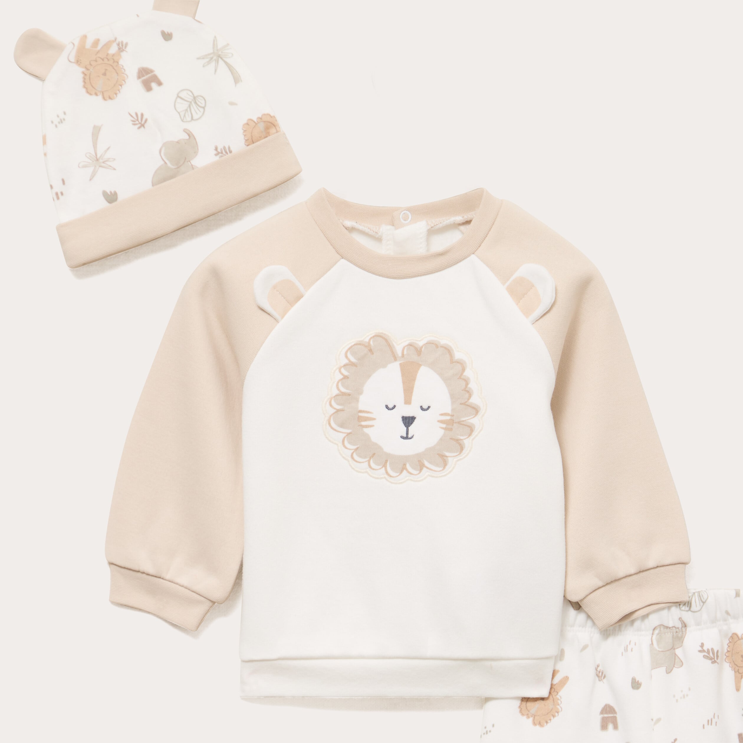 Ensemble 3 pi&egrave;ces avec sweat et pantalon blanc b&eacute;b&eacute;