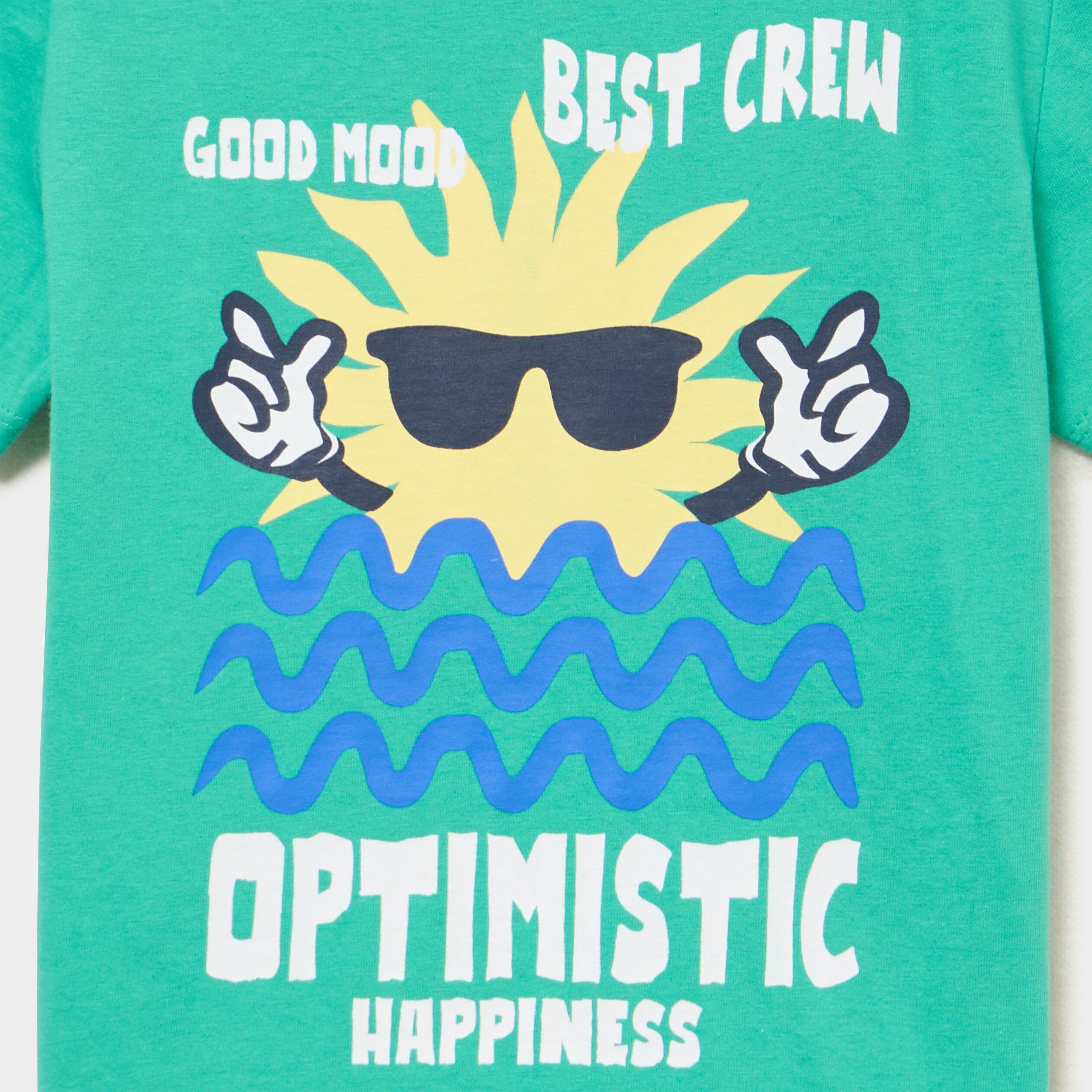 T-shirt manches courtes coton vert menthe gar&ccedil;on
