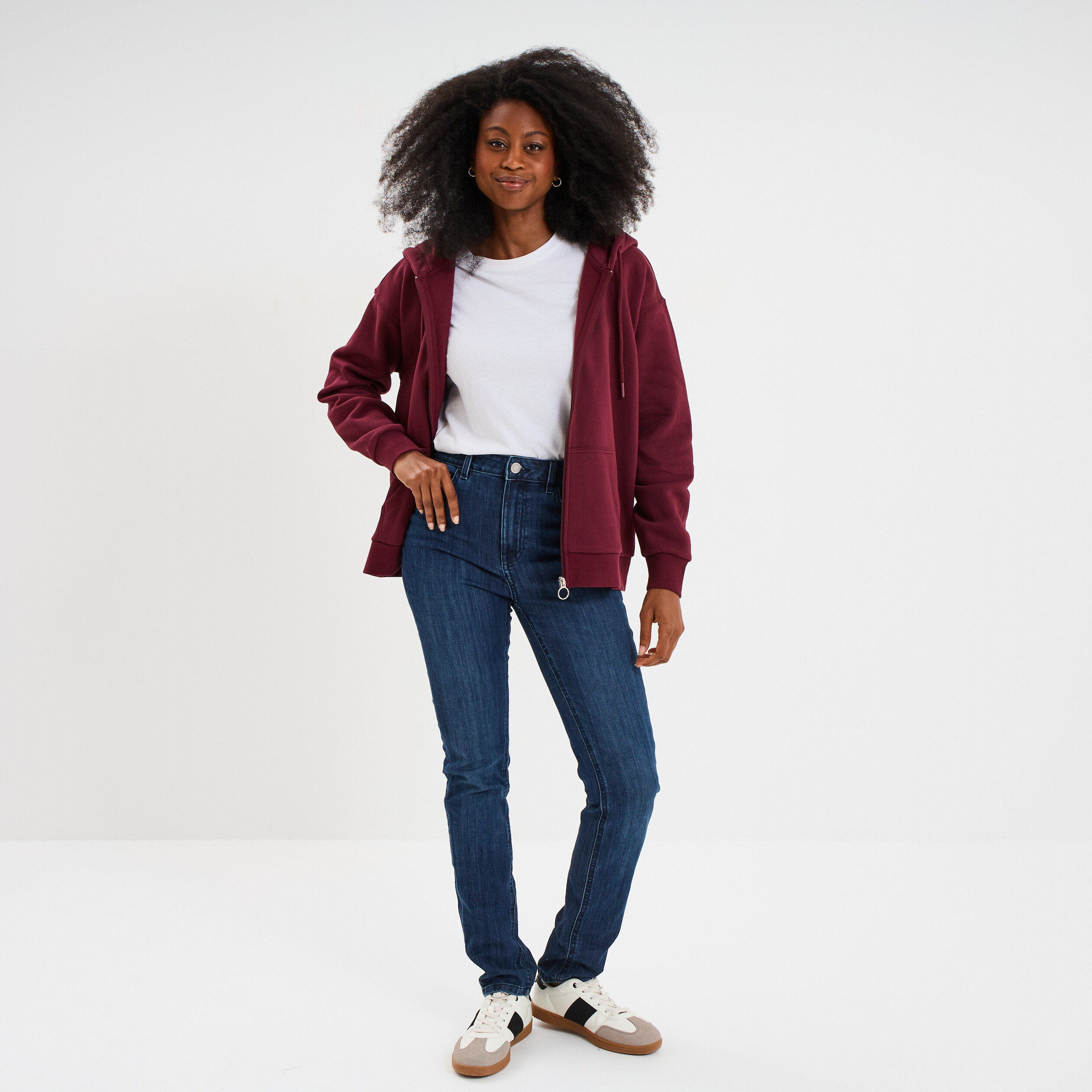 jeans slim taille haute 5 poches bleu femme Jeans slim taille haute 5 poches bleu femme