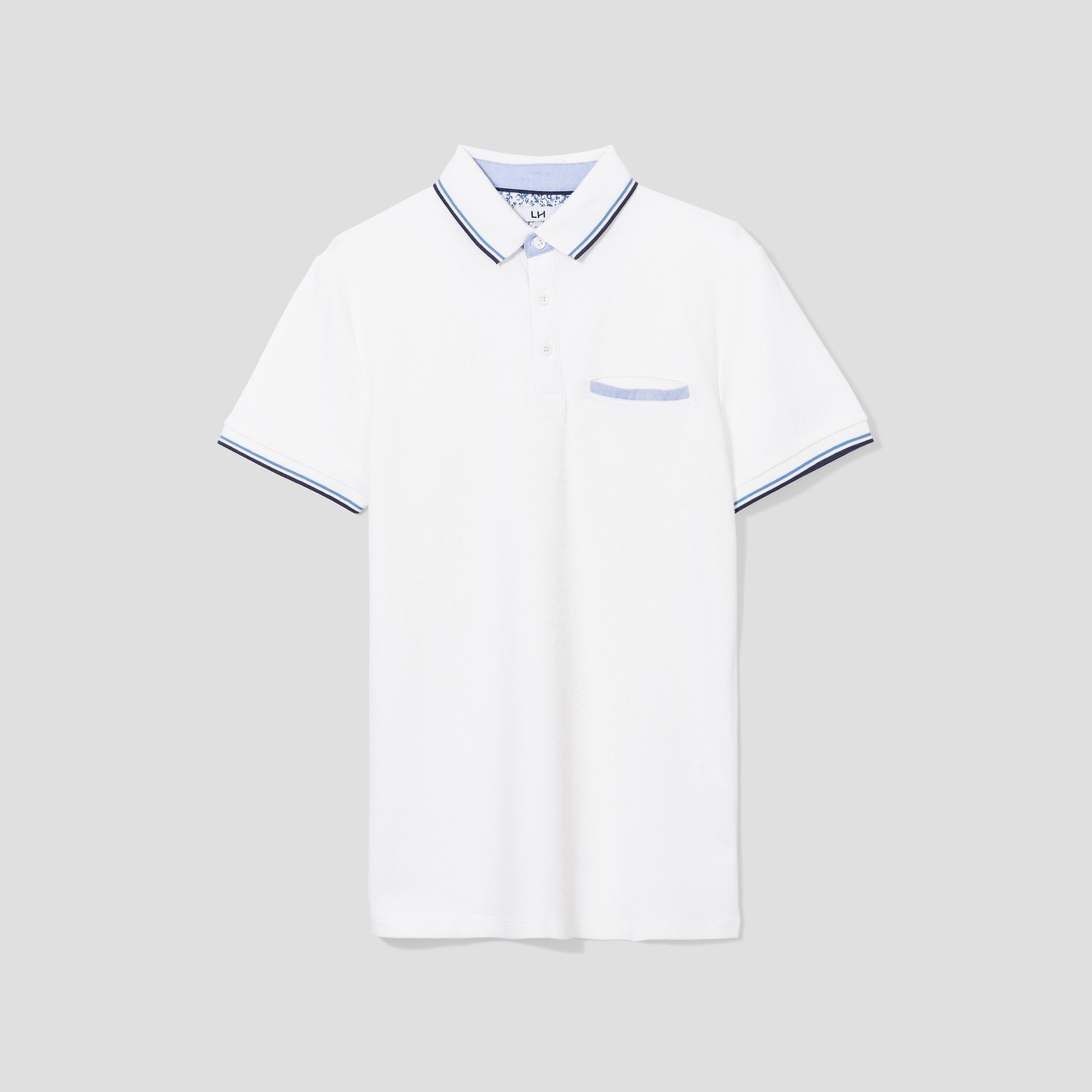 Polo piqu&eacute; manches courtes coton blanc homme