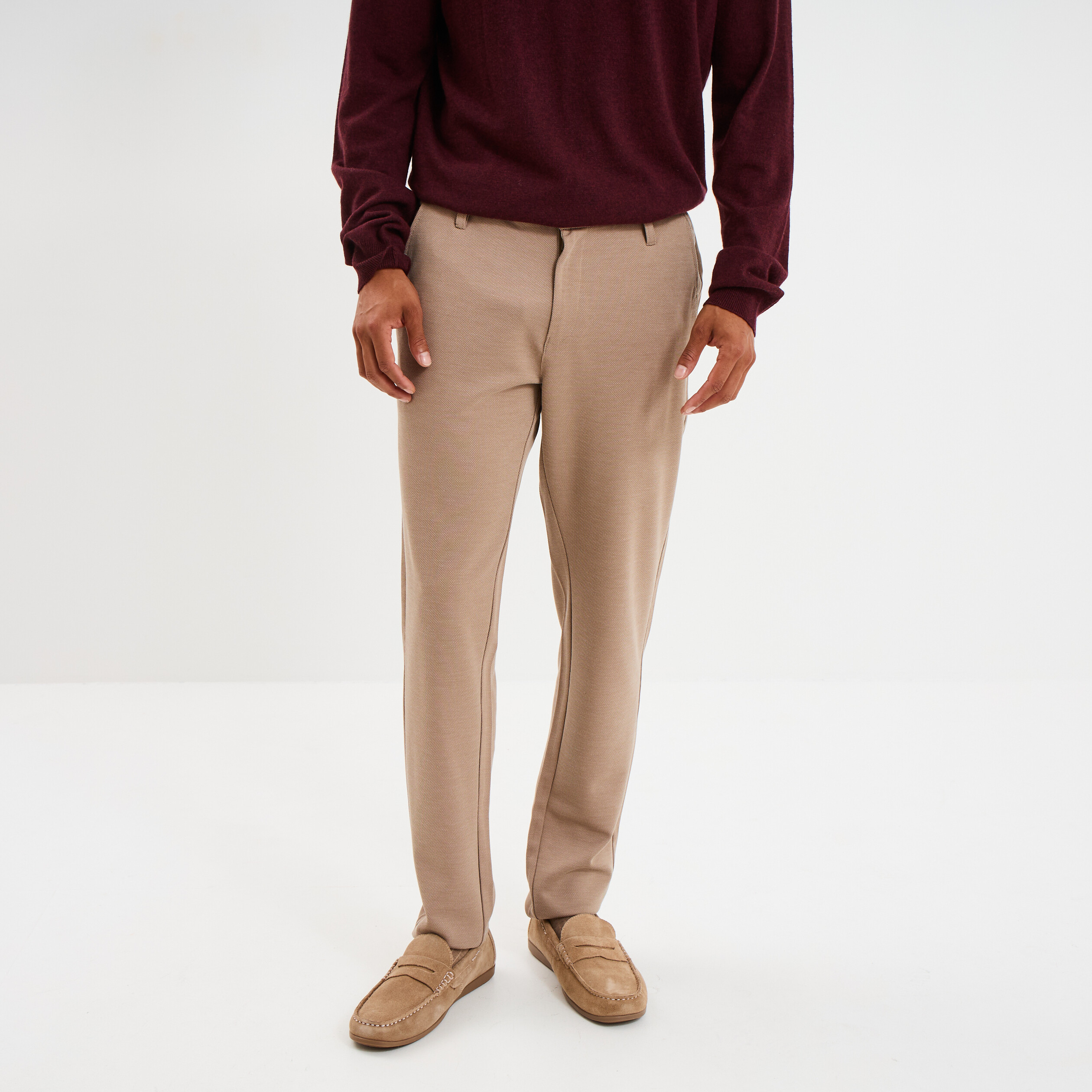 Pantalon chino slim taupe homme